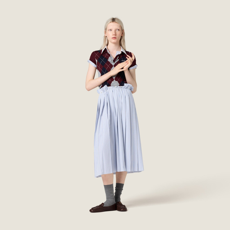 Miu Miu Pleated striped poplin midi-dress outlook