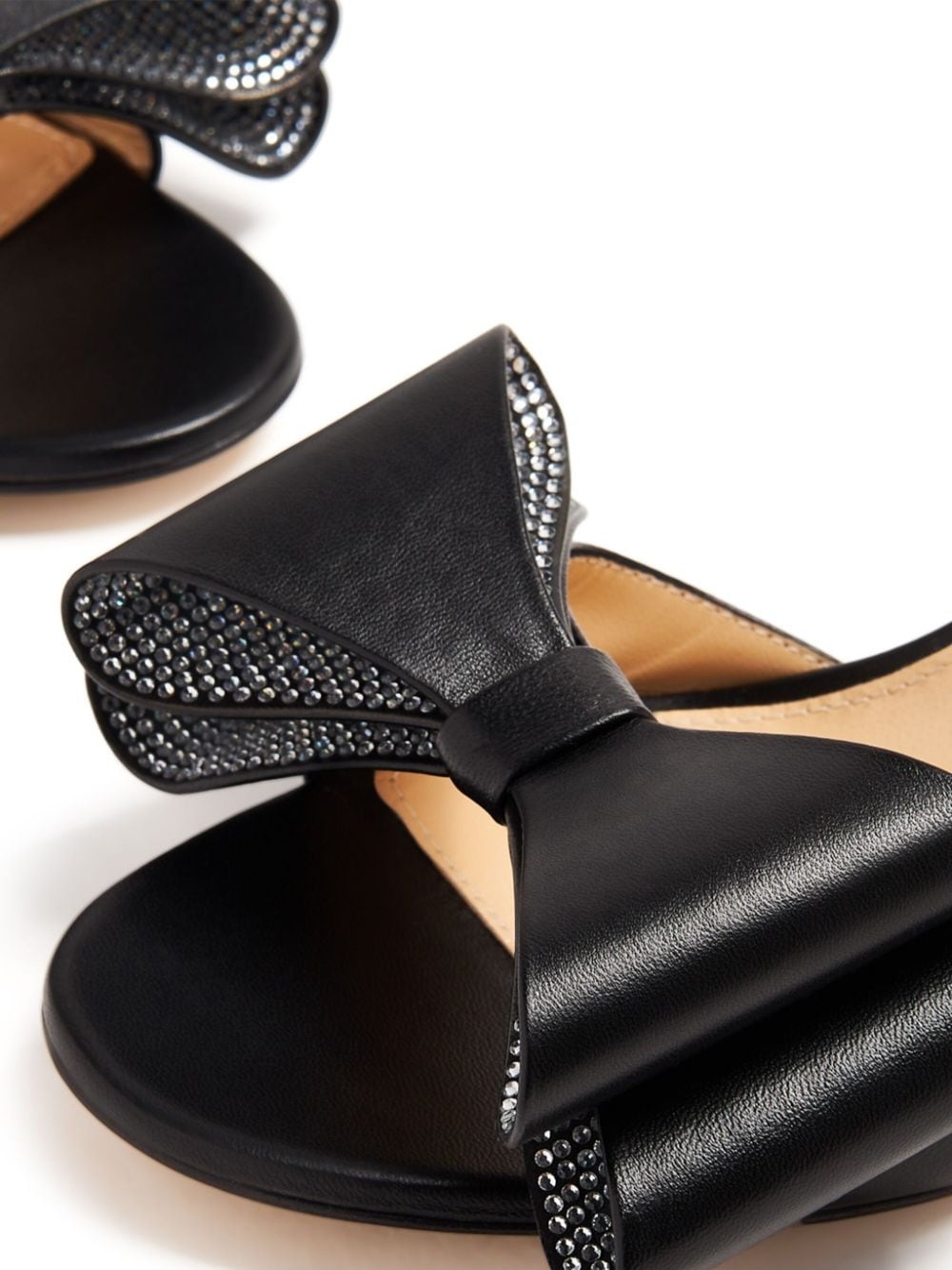 bow-embellished leather mules - 2
