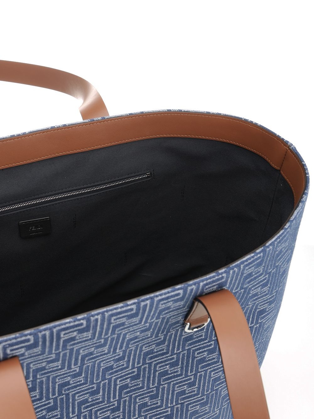 Shoppng Bag Ff Jacquard Denim Handbags Blue - 4