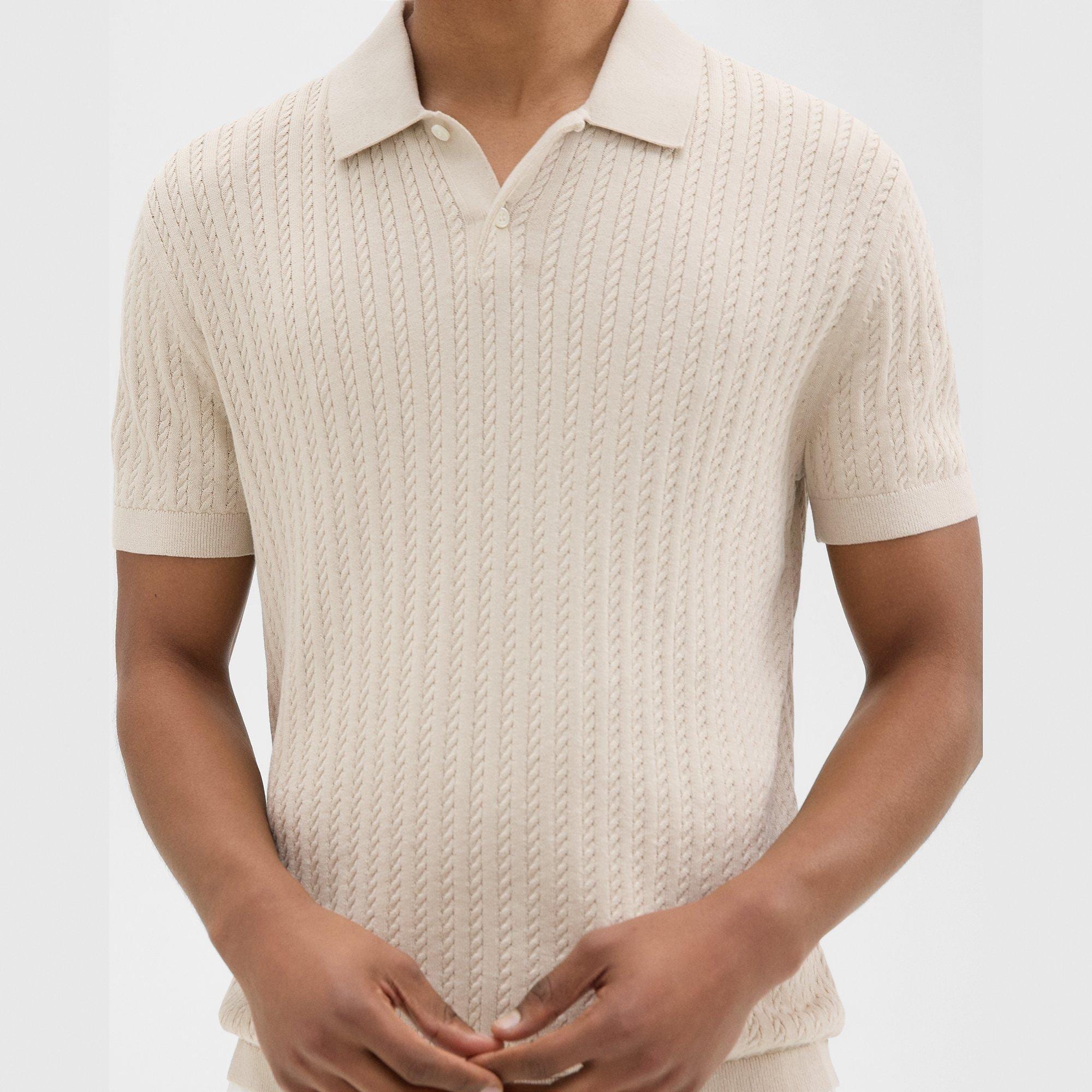 Cable Knit Polo in Cotton - 5