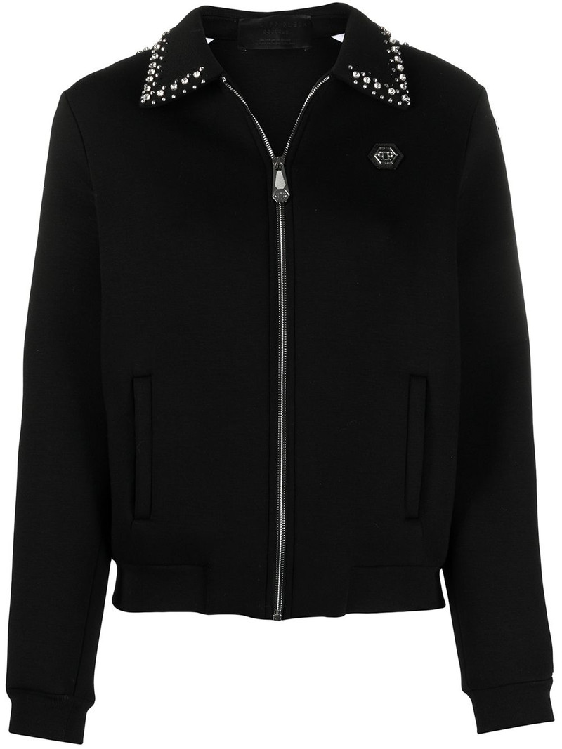logo zipped bomber jacket 1