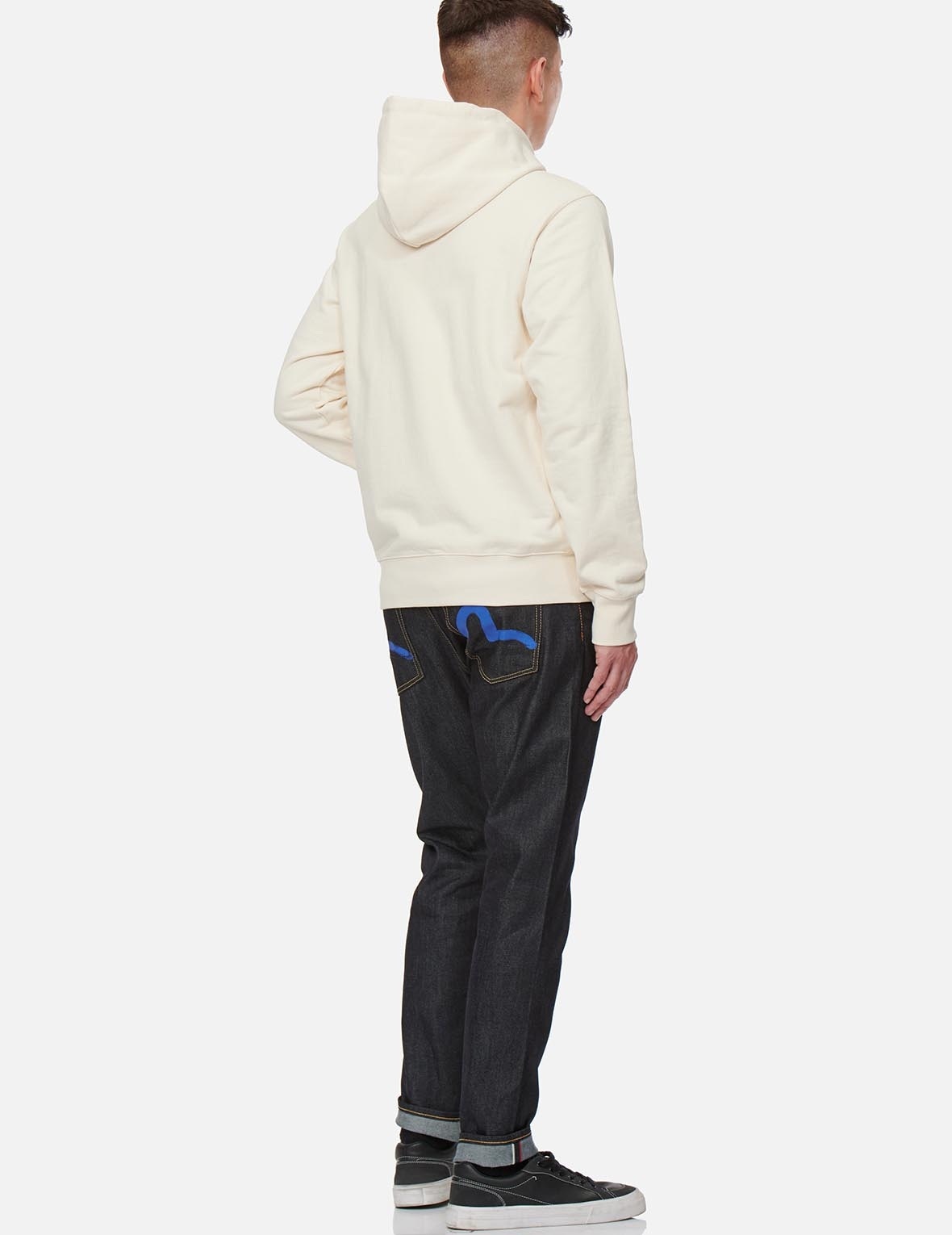 WASH-EFFECT SEAGULL PRINT CARROT FIT RAW DENIM JEANS #2017 - 3
