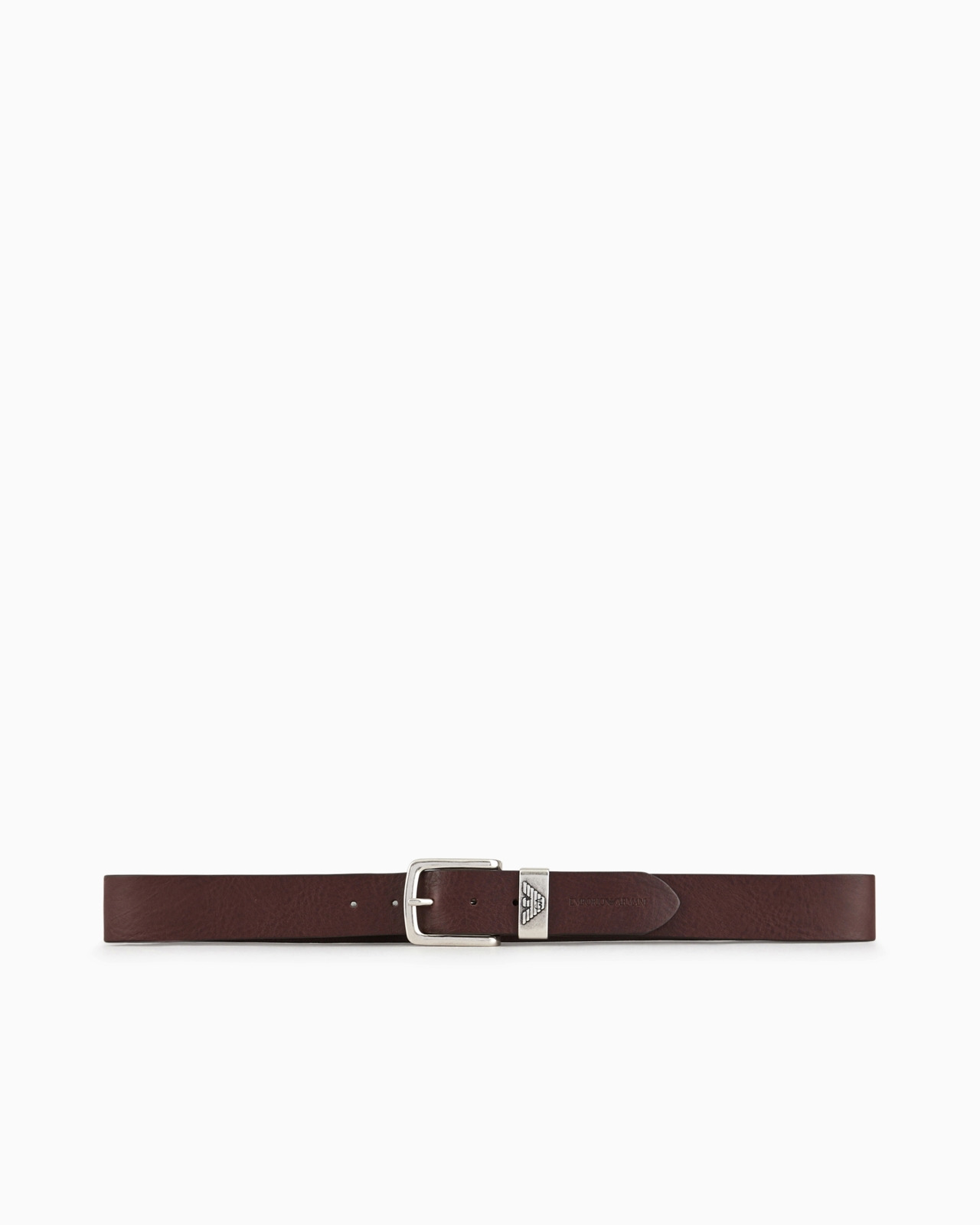 Leather belt with logo buckle - 3