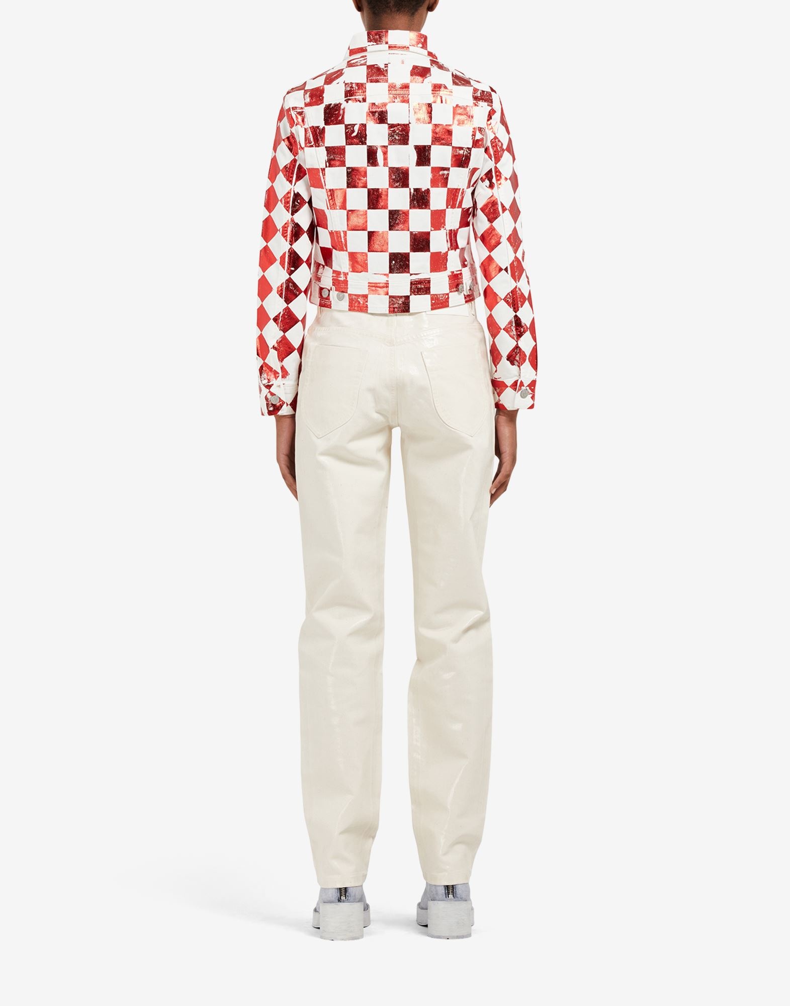 Fchess mylar print fitted denim jacket - 4