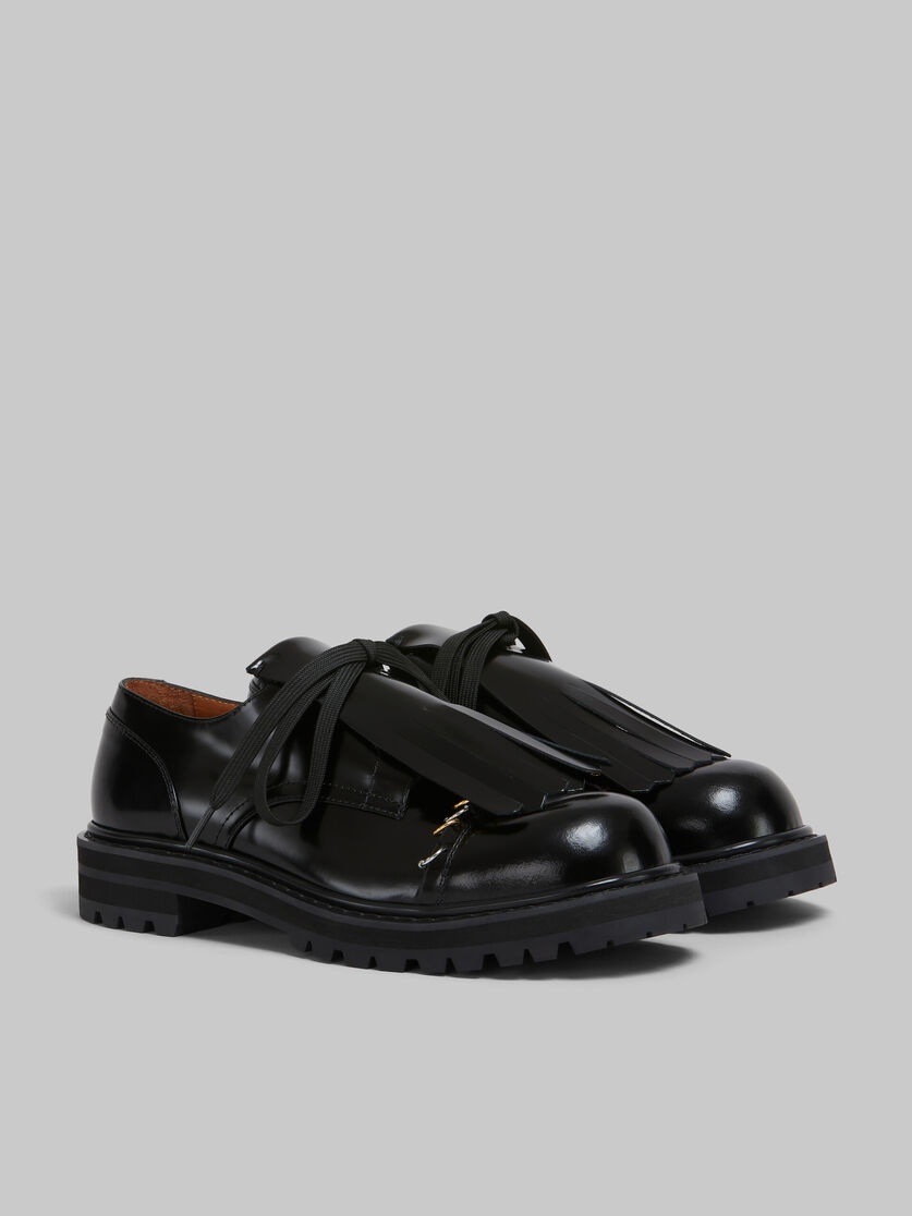 BLACK LEATHER DADA DERBY SHOE WITH MAXI FRINGE - 2