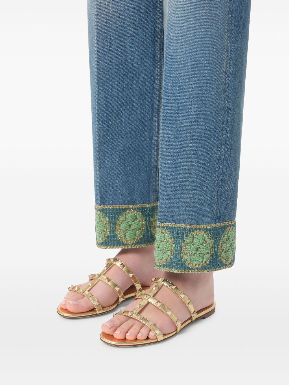 Rockstud leather flat sandals - 2