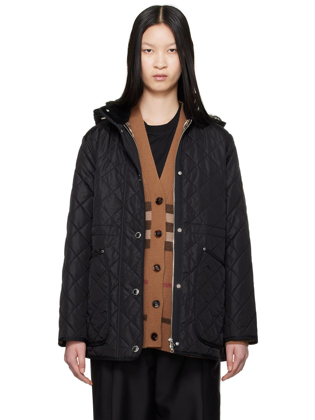 Black Nylon Quilted Jacket - 1