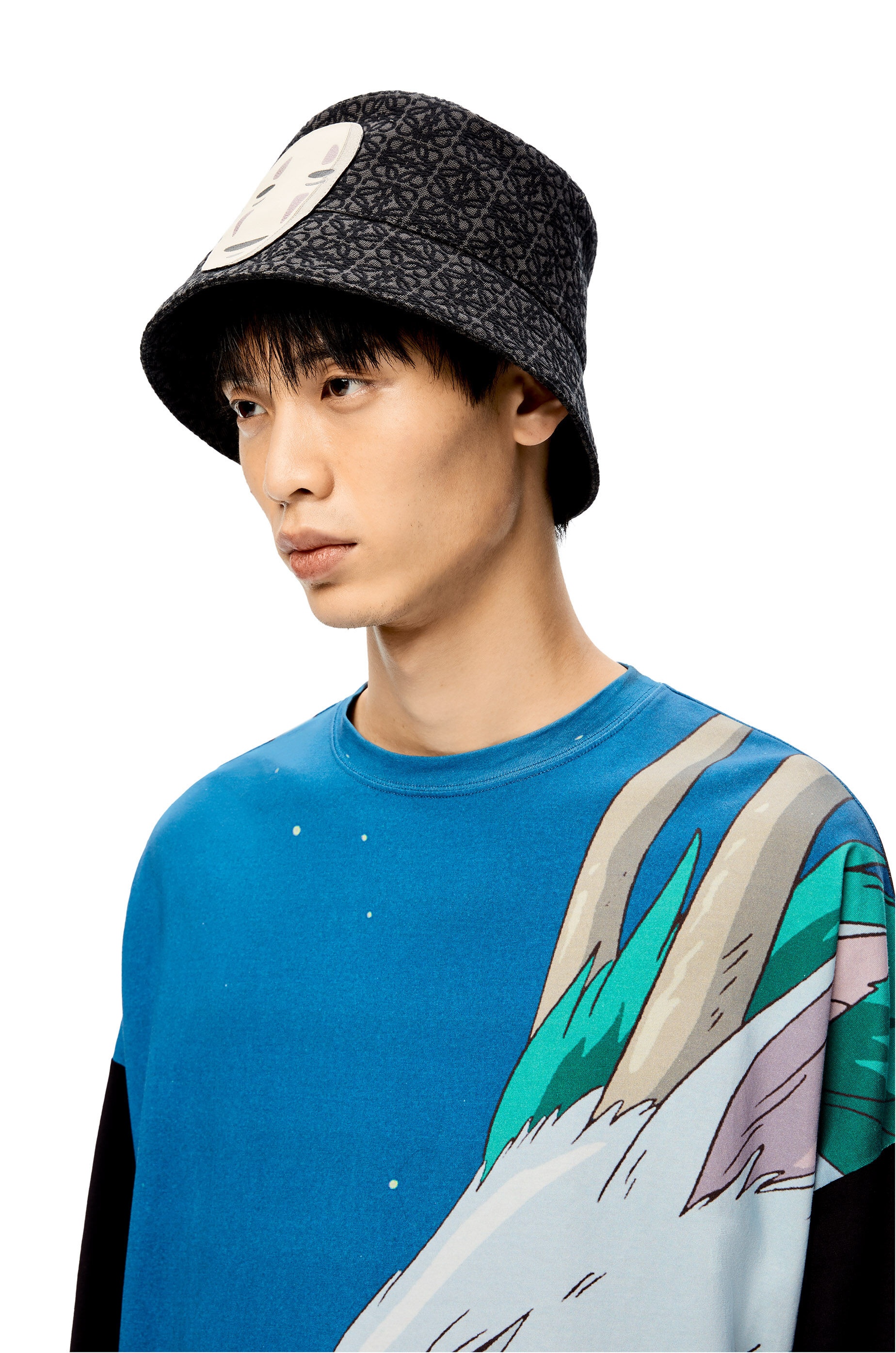 Kaonashi bucket hat in Anagram jacquard and calfskin - 2