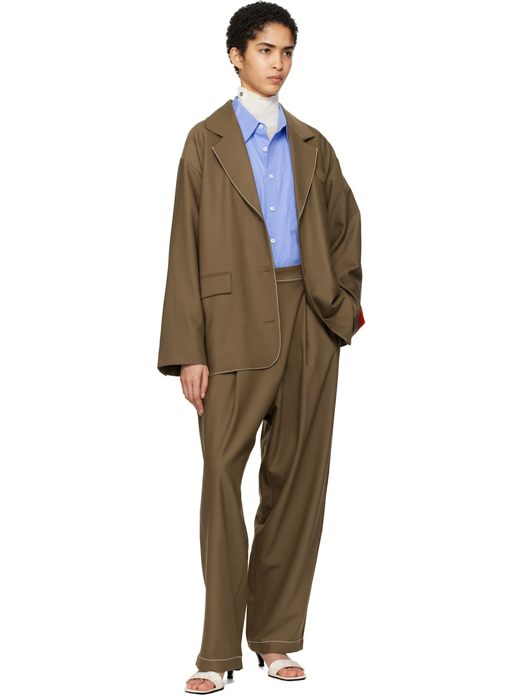 Brown Tailoring Stitch Trousers - 4