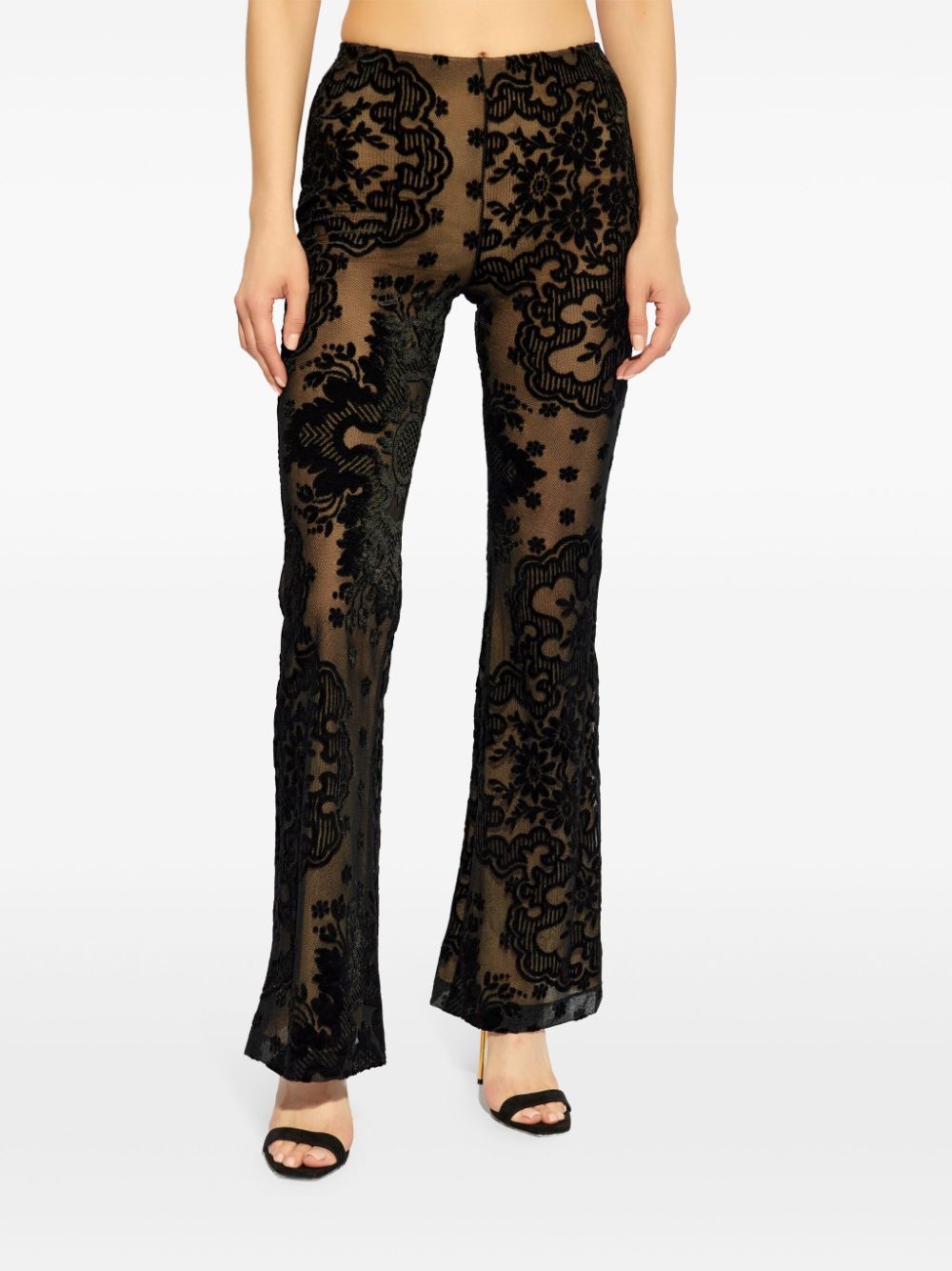 embroidered floral flare trousers - 3