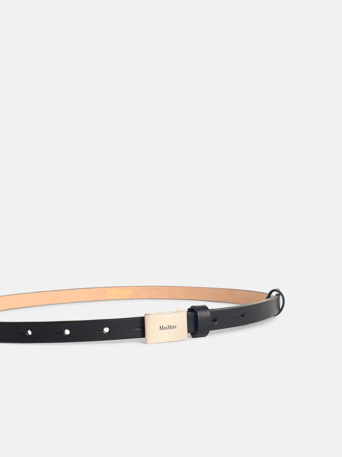 'PLATE15' BLACK LEATHER BELT - 3