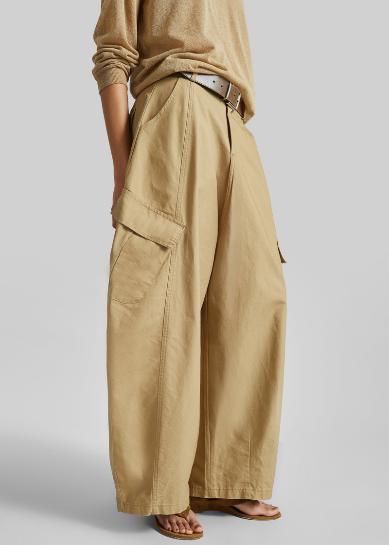 Baixa Barrel Cargo Pants - Beige 3