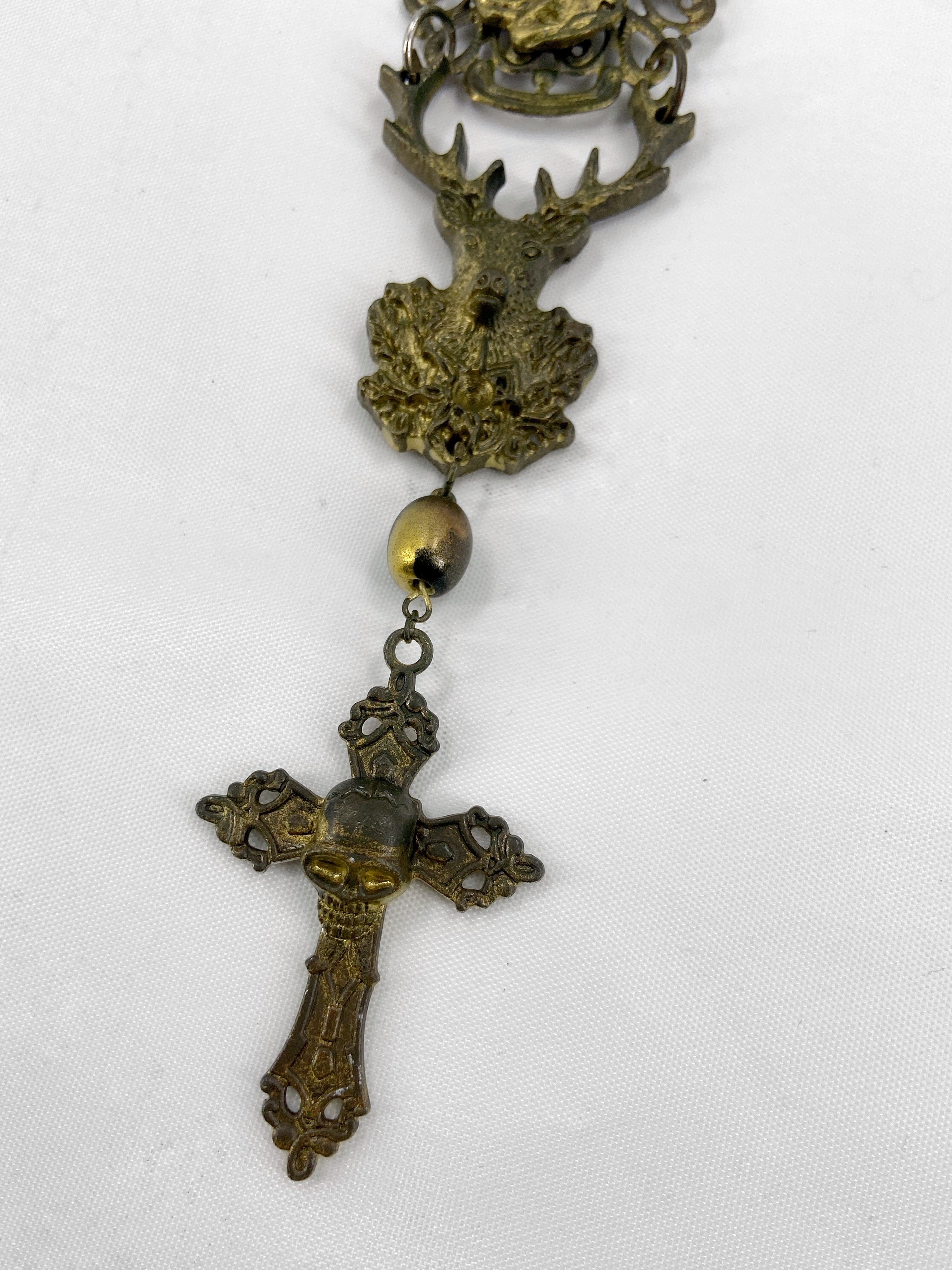 Jean Paul Gaultier 90S Sample Praying Deer Cross Long Necklace - 8