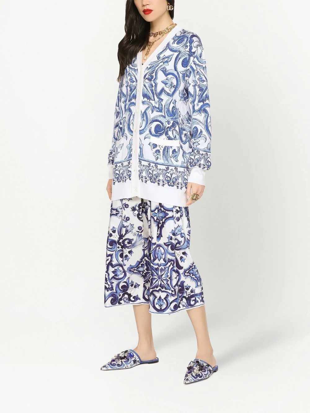 Majolica-print jacquard silk cardigan - 3