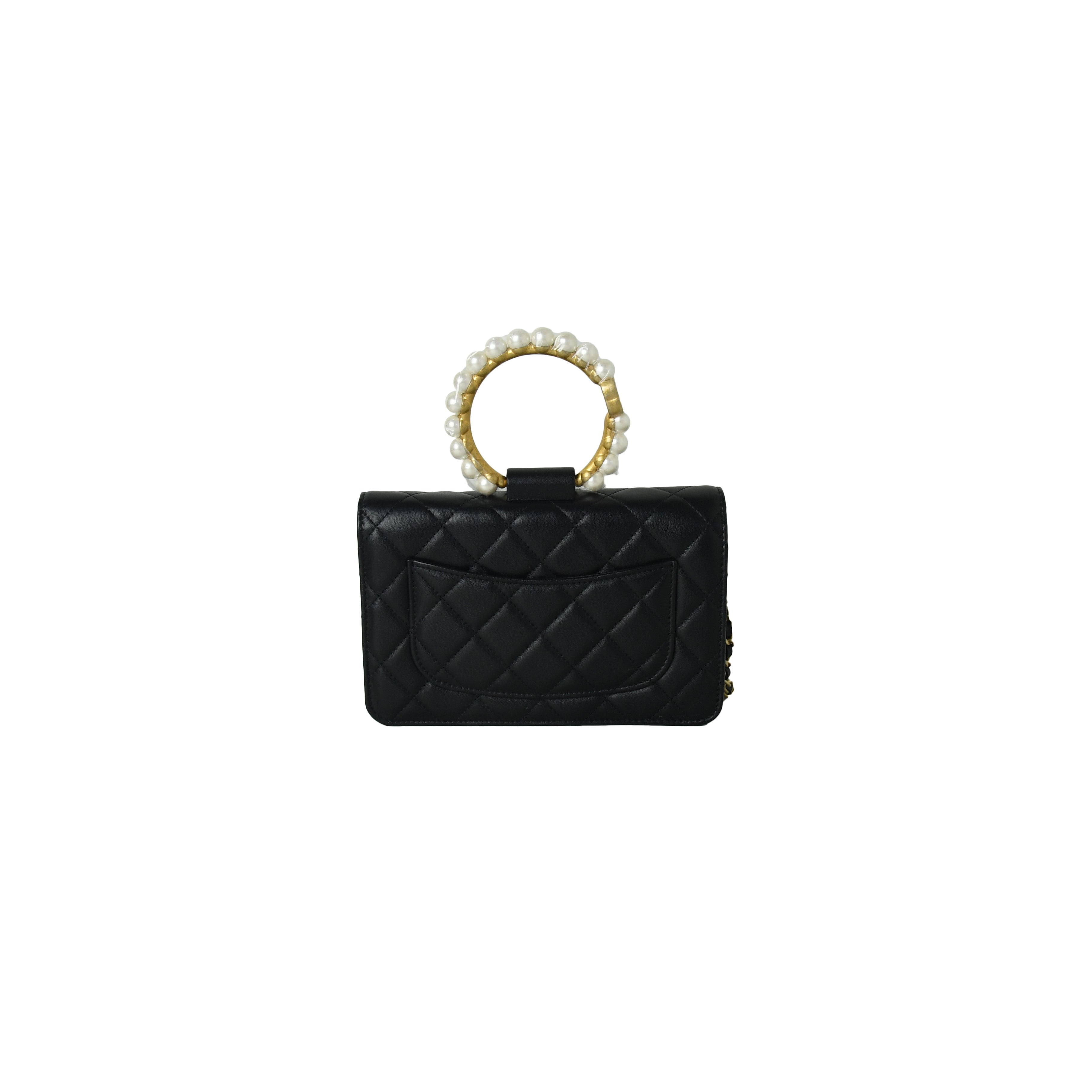 Chanel O Mini Bag Lambskin Imitation Pearls & Gold-Tone Metal Black - 3