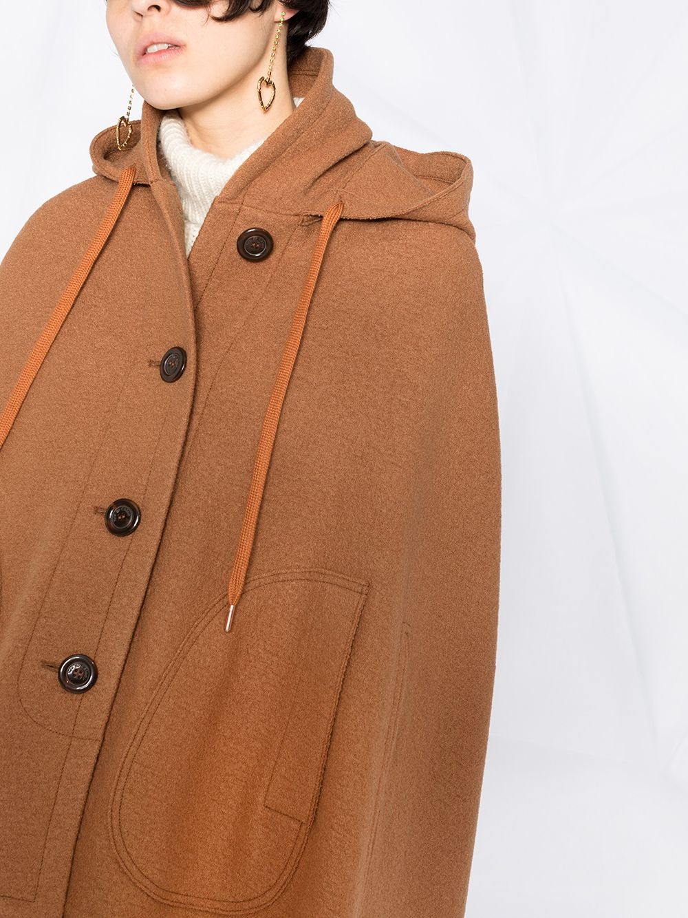 hooded wool cape coat - 5