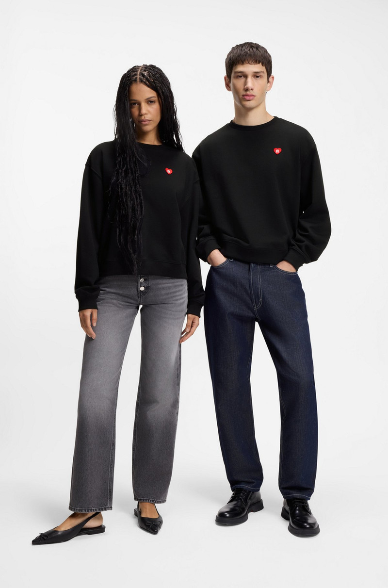 HUGO ALL-GENDER COTTON-TERRY SWEATSHIRT WITH HEART LOGO outlook