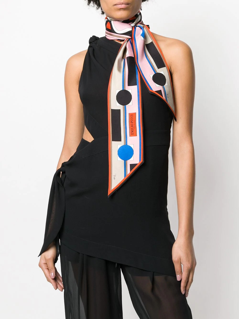 geometric print silk scarf - 2