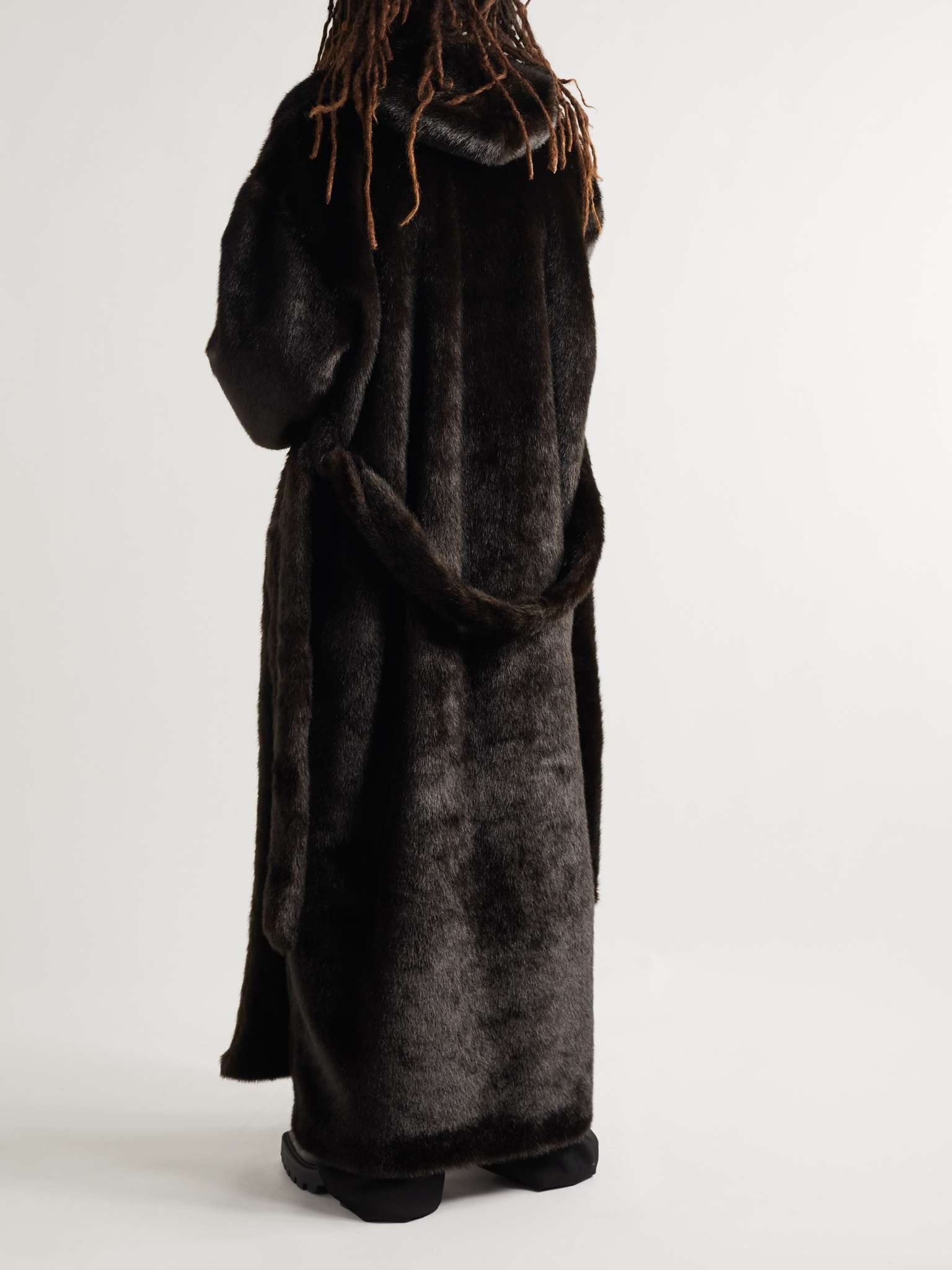 Oversized Faux Fur Hooded Coat - 4