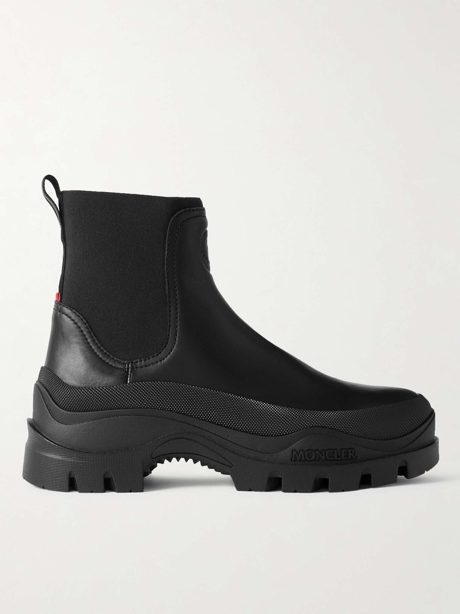 Moncler Larue Rubber-Trimmed Leather Chelsea Boots | mrporter 