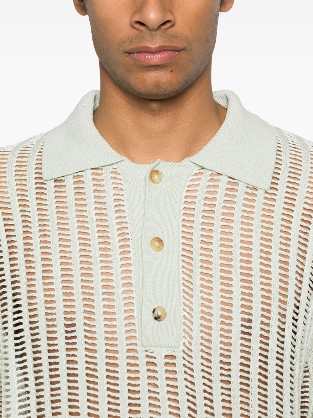 open-knit polo shirt - 4