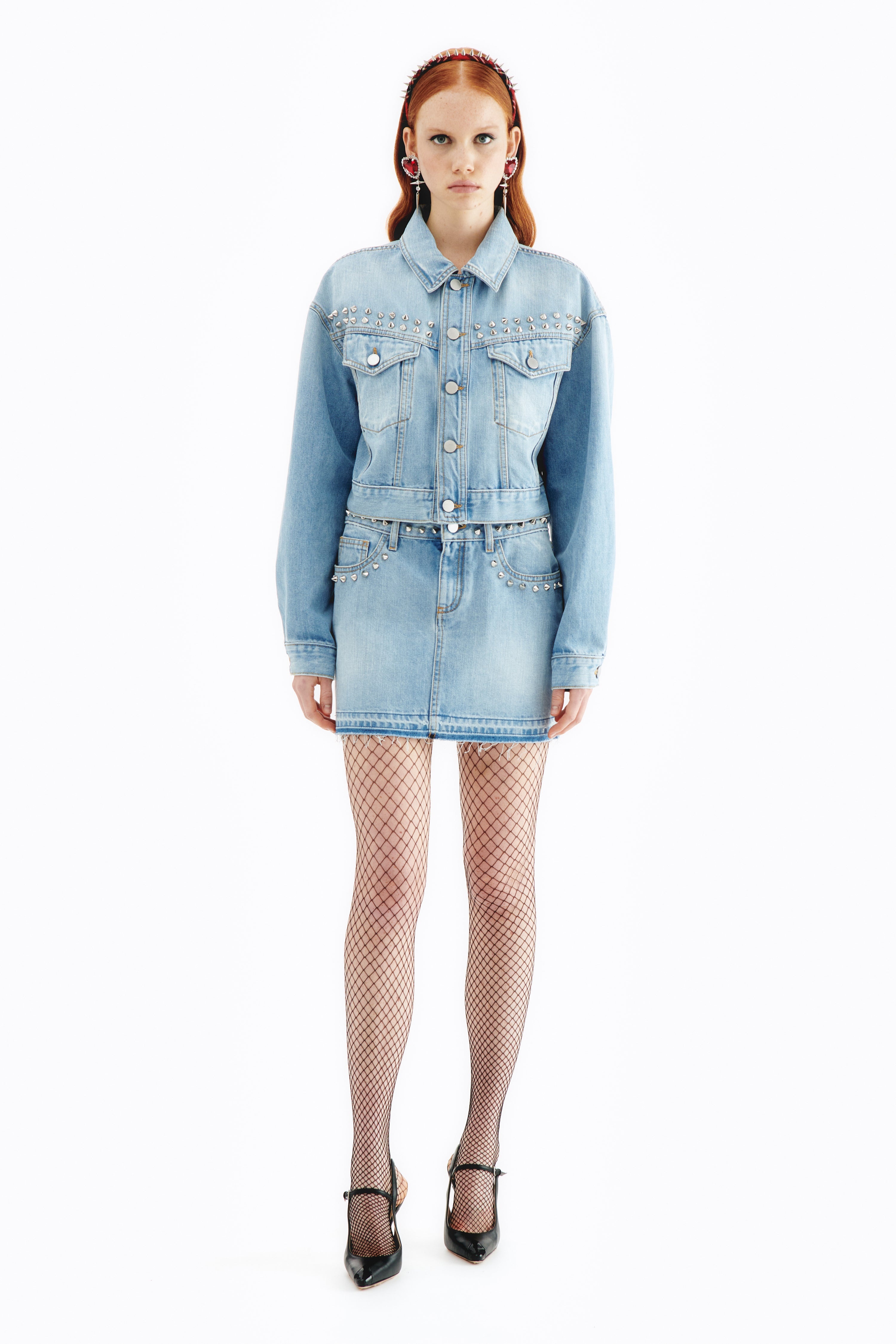 DENIM MINI SKIRT WITH EMBELLISHMENT - 4