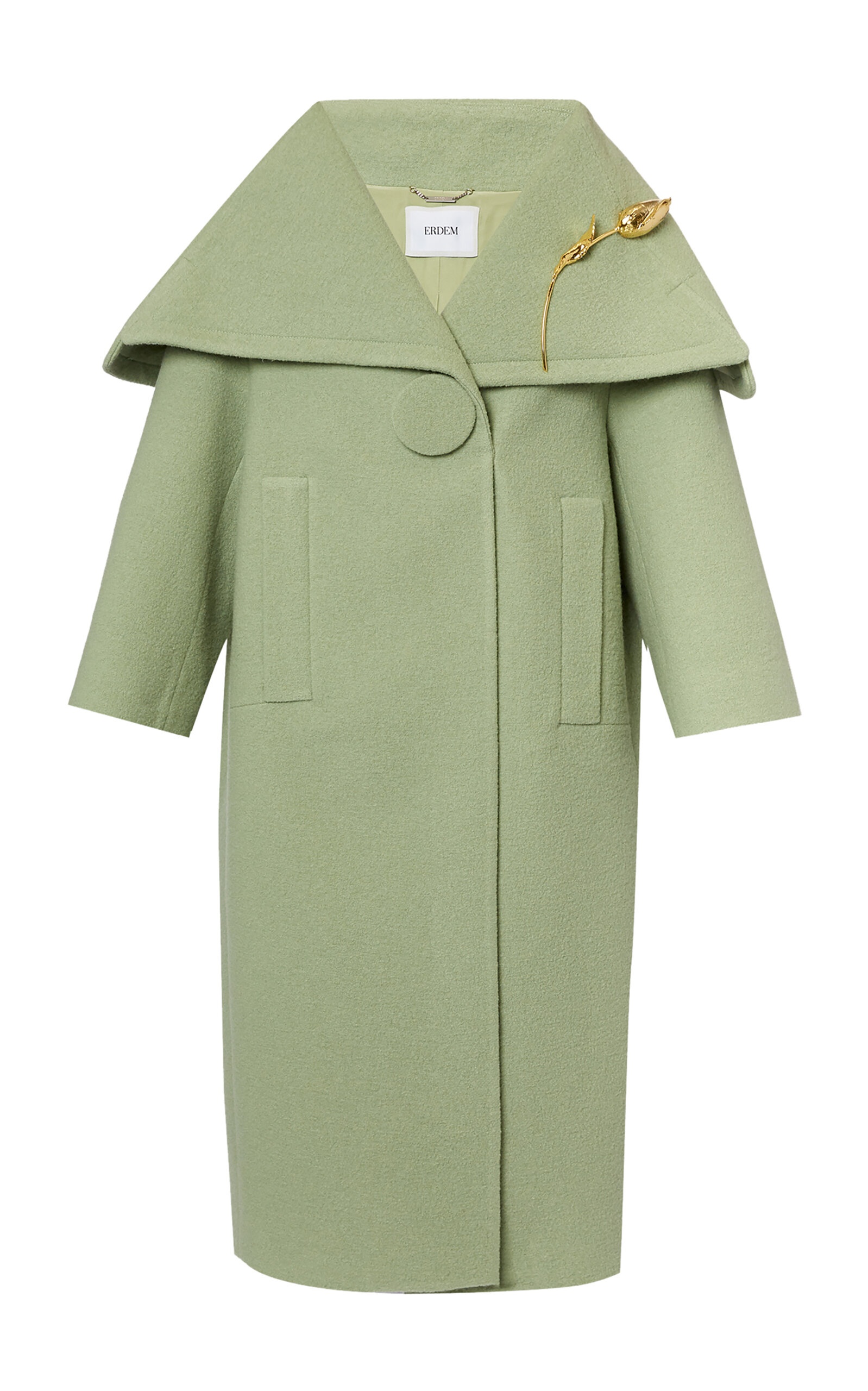 Shawl-Collar Virgin-Wool Coat green - 1