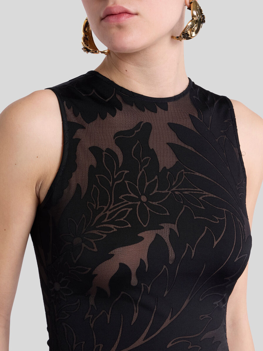 SLEEVELESS DRESS IN BURNOUT STRETCH JERSEY - 2