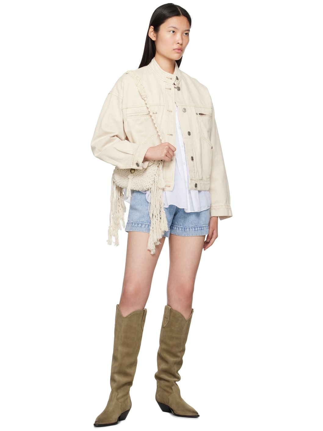 Beige Viane Denim Jacket - 4