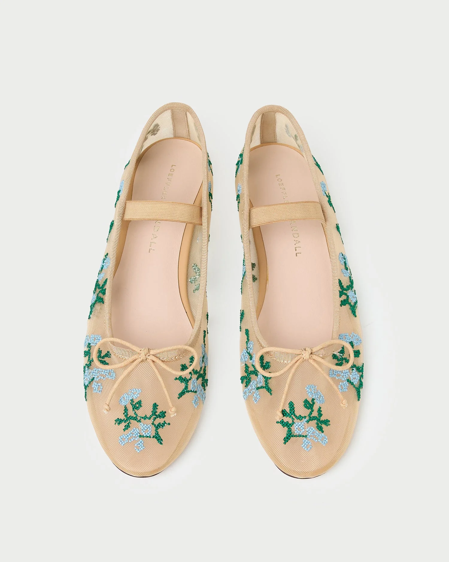 Leonie Caramel/Blue Embroidered Ballet Flat - 1