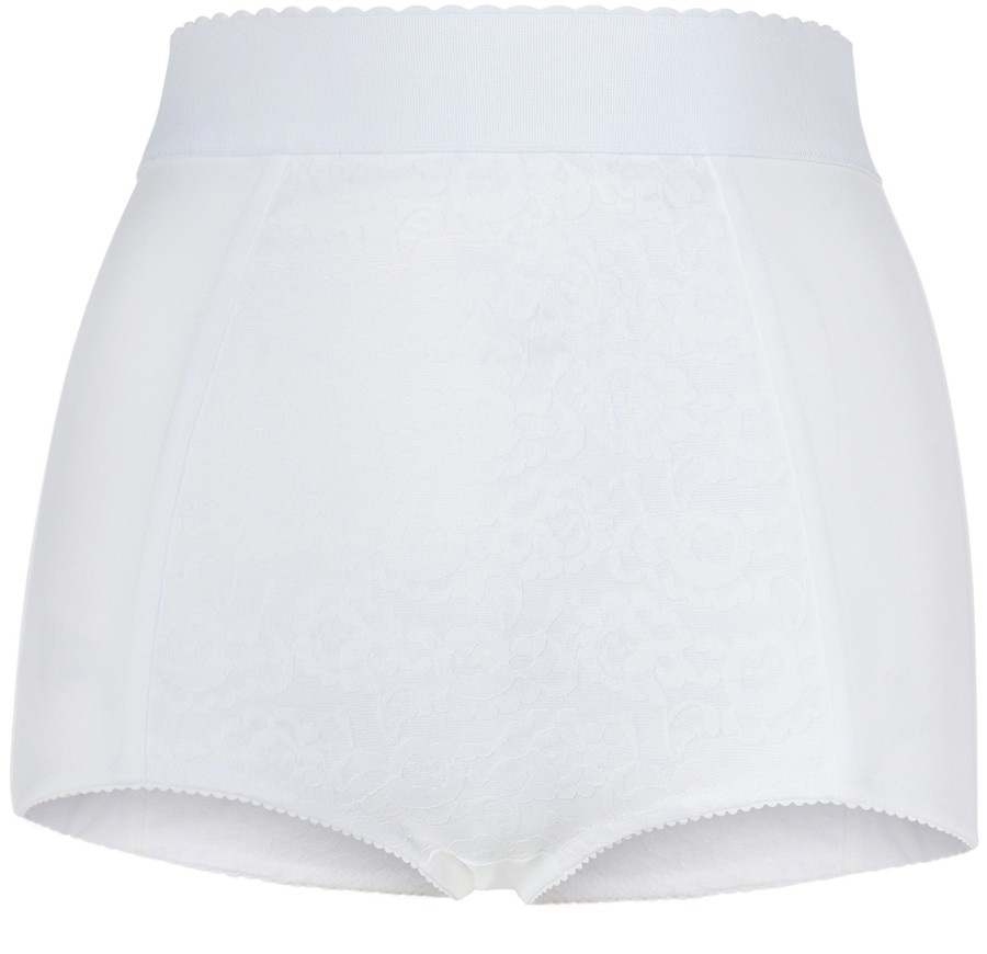 High-waisted shaper panties in jacquard and satin - 1