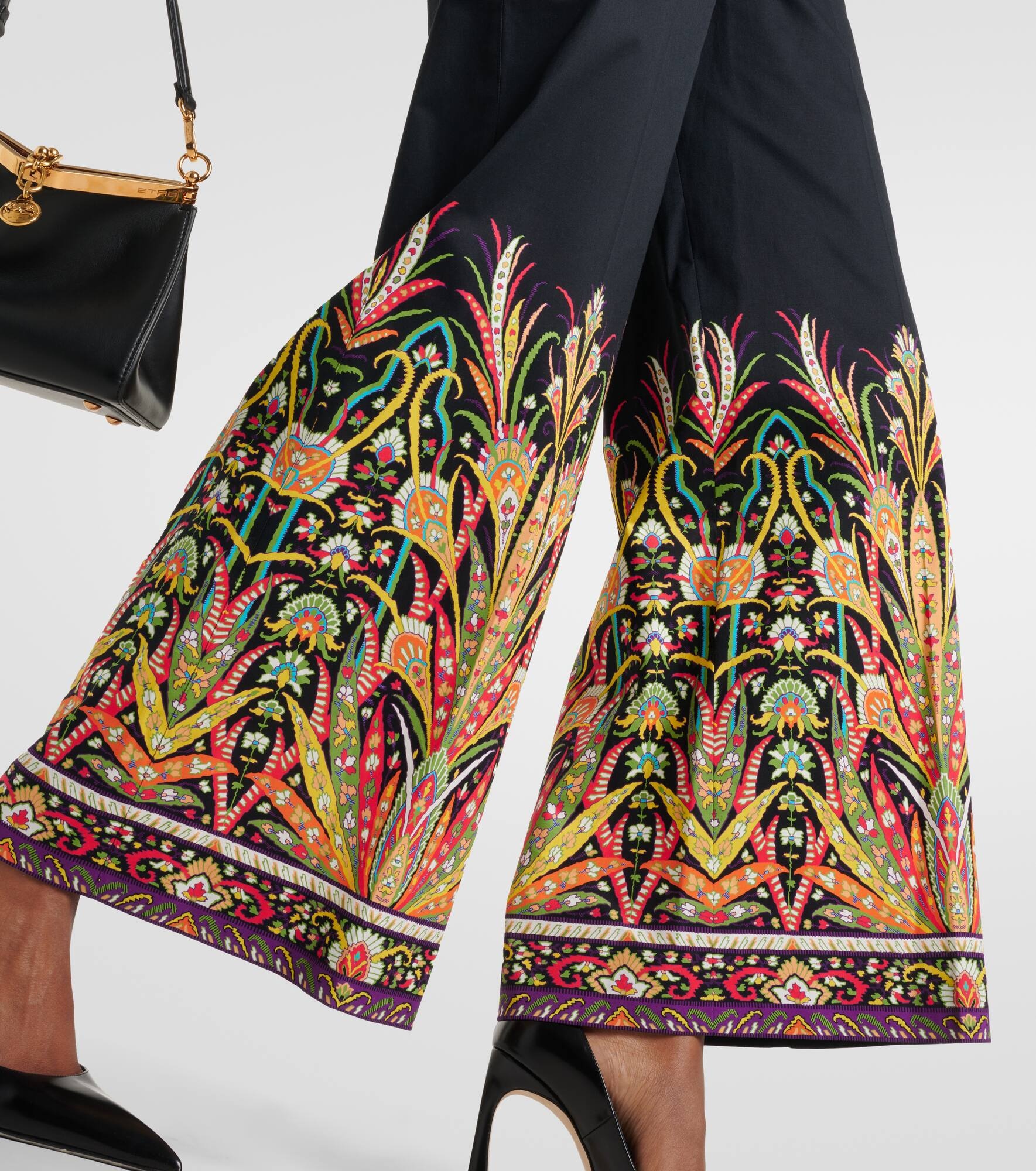 Printed cotton-blend flared pants - 5