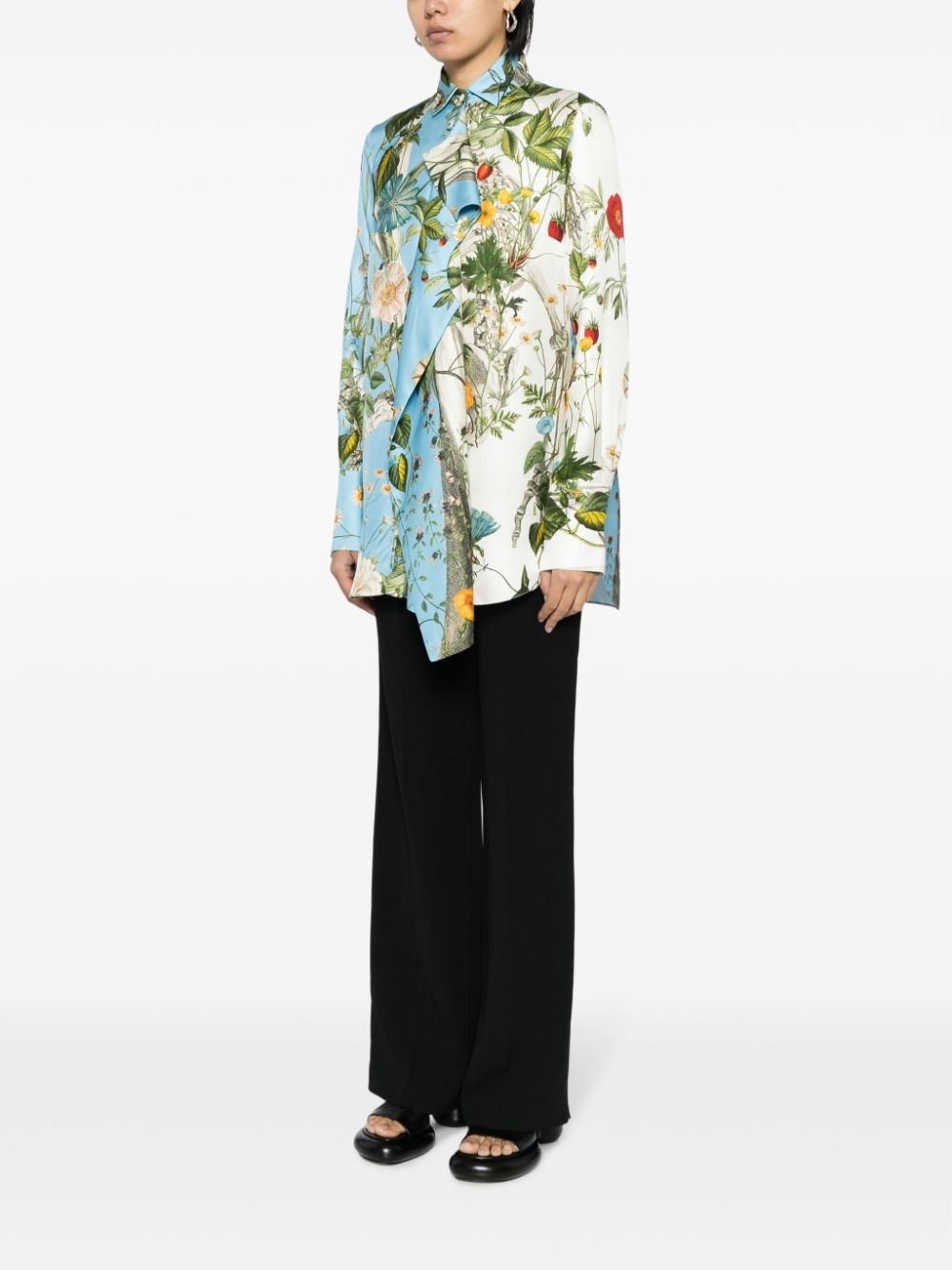 floral-print layered silk shirt - 3