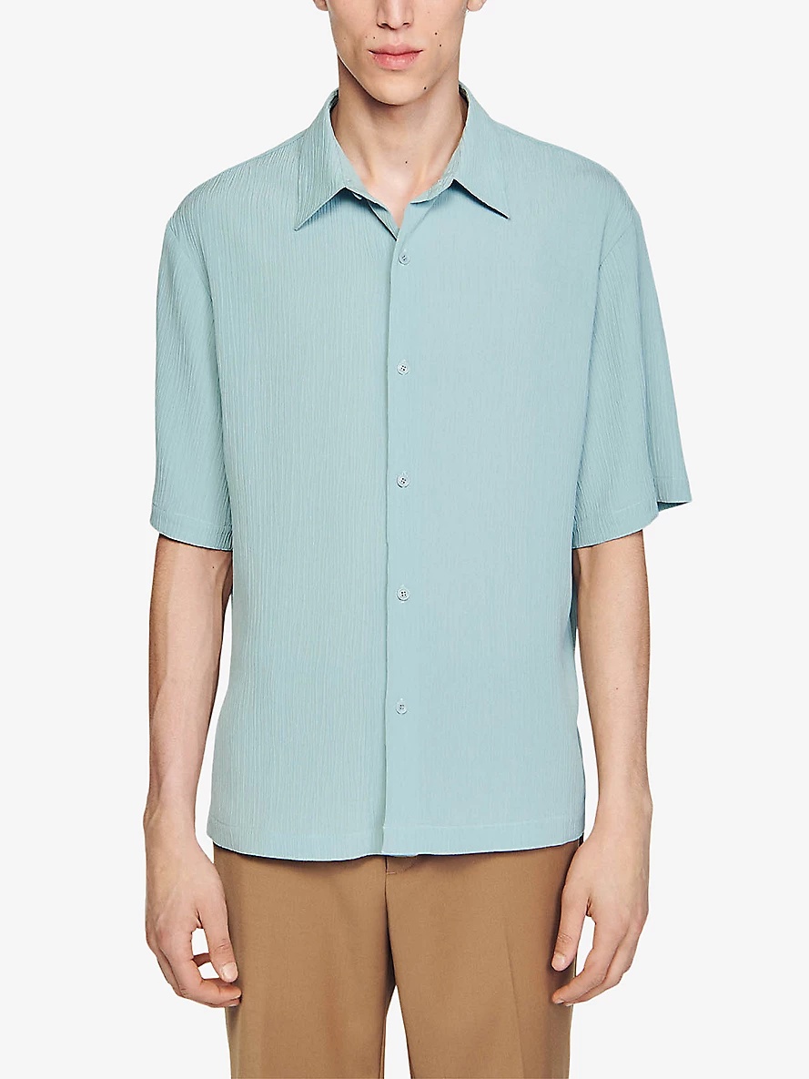 Crease-effect short-sleeved relaxed-fit woven shirt - 3