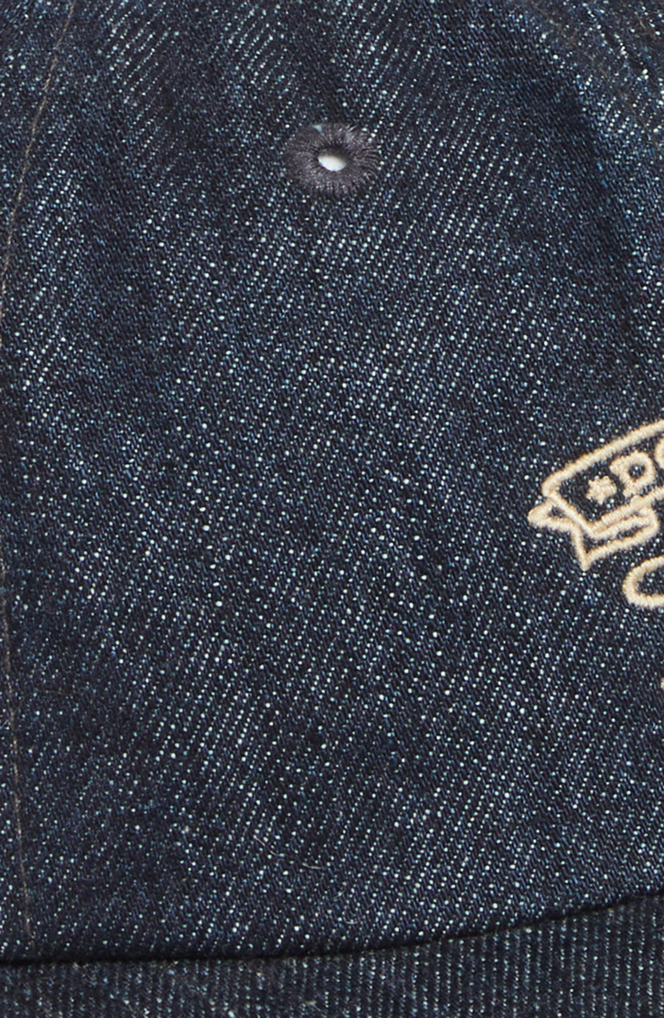 Double RL Sportsman Logo Embroidered Denim & Leather Adjustable Baseball Cap in Rinse at Nordstrom - 3