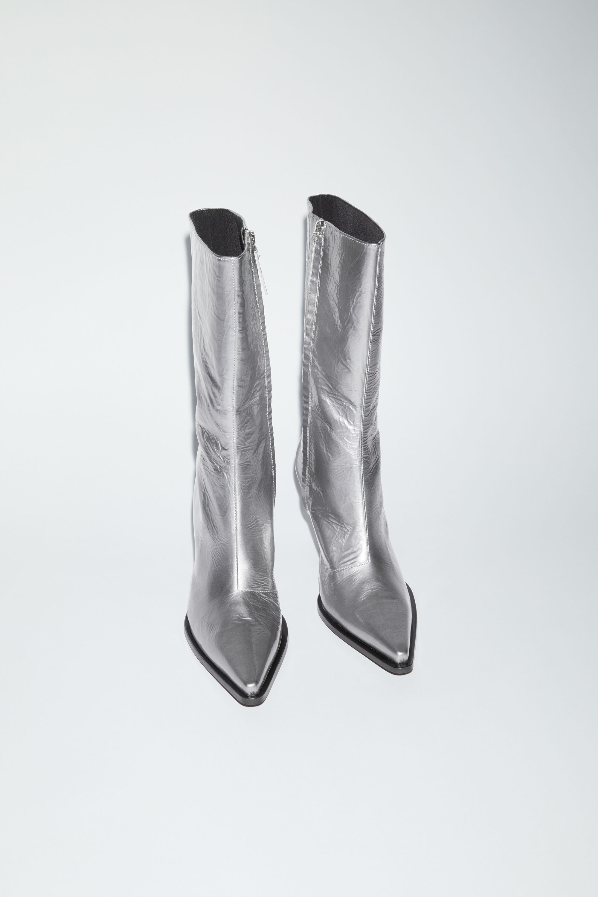 Leather heel boots - Silver - 2