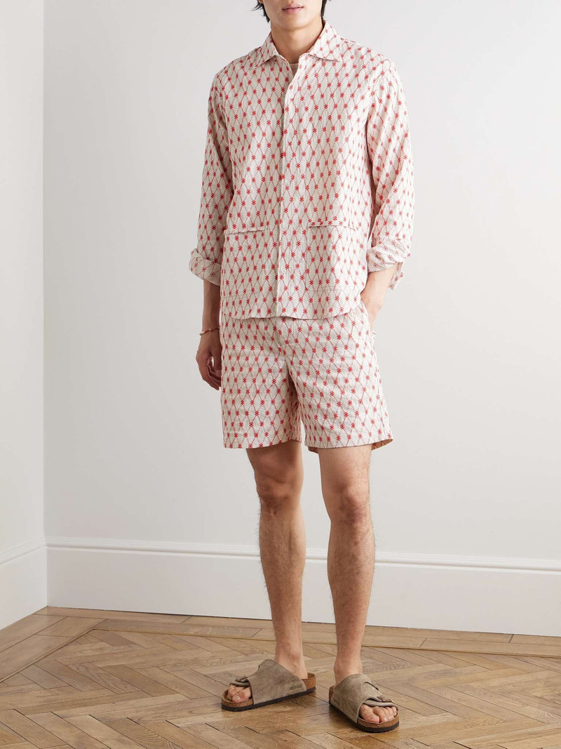 ORLEBAR BROWN Alex Straight-Leg Embroidered Cotton and Linen-Blend Jacquard Drawstring Shorts outlook