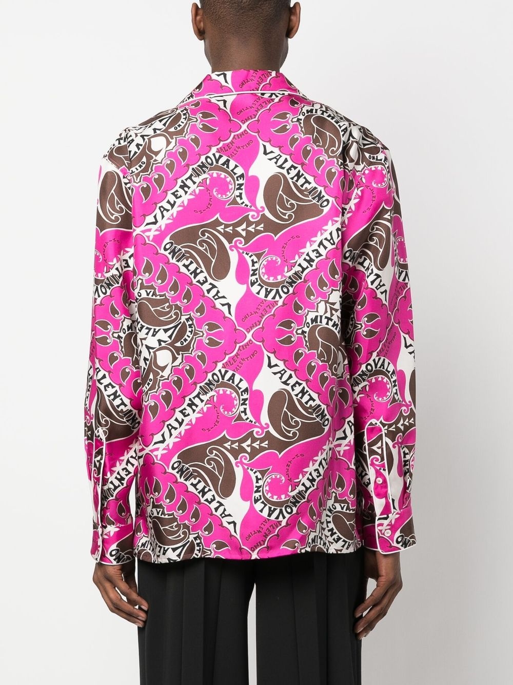 logo-print silk shirt - 4