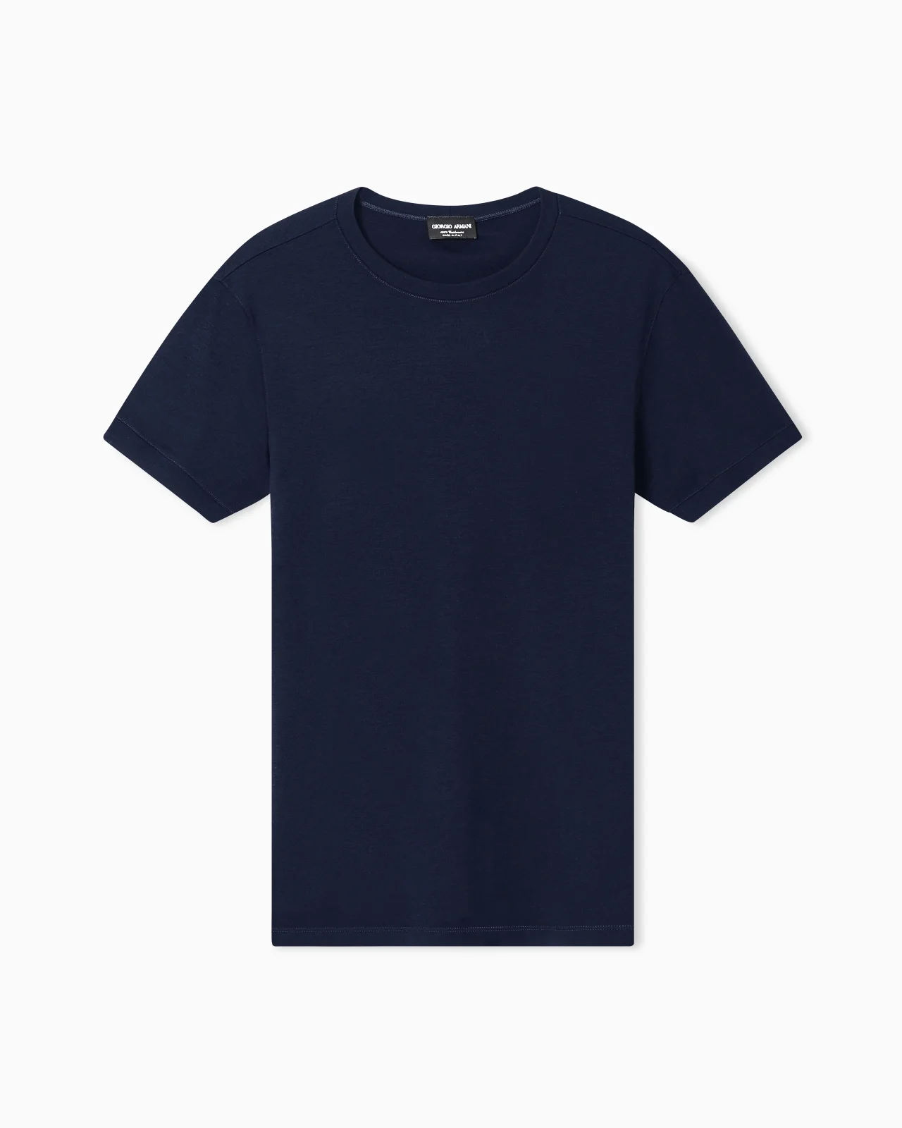 ICON CREW-NECK, SHORT-SLEEVED JUMPER IN CASHMERE INTERLOCK - 1