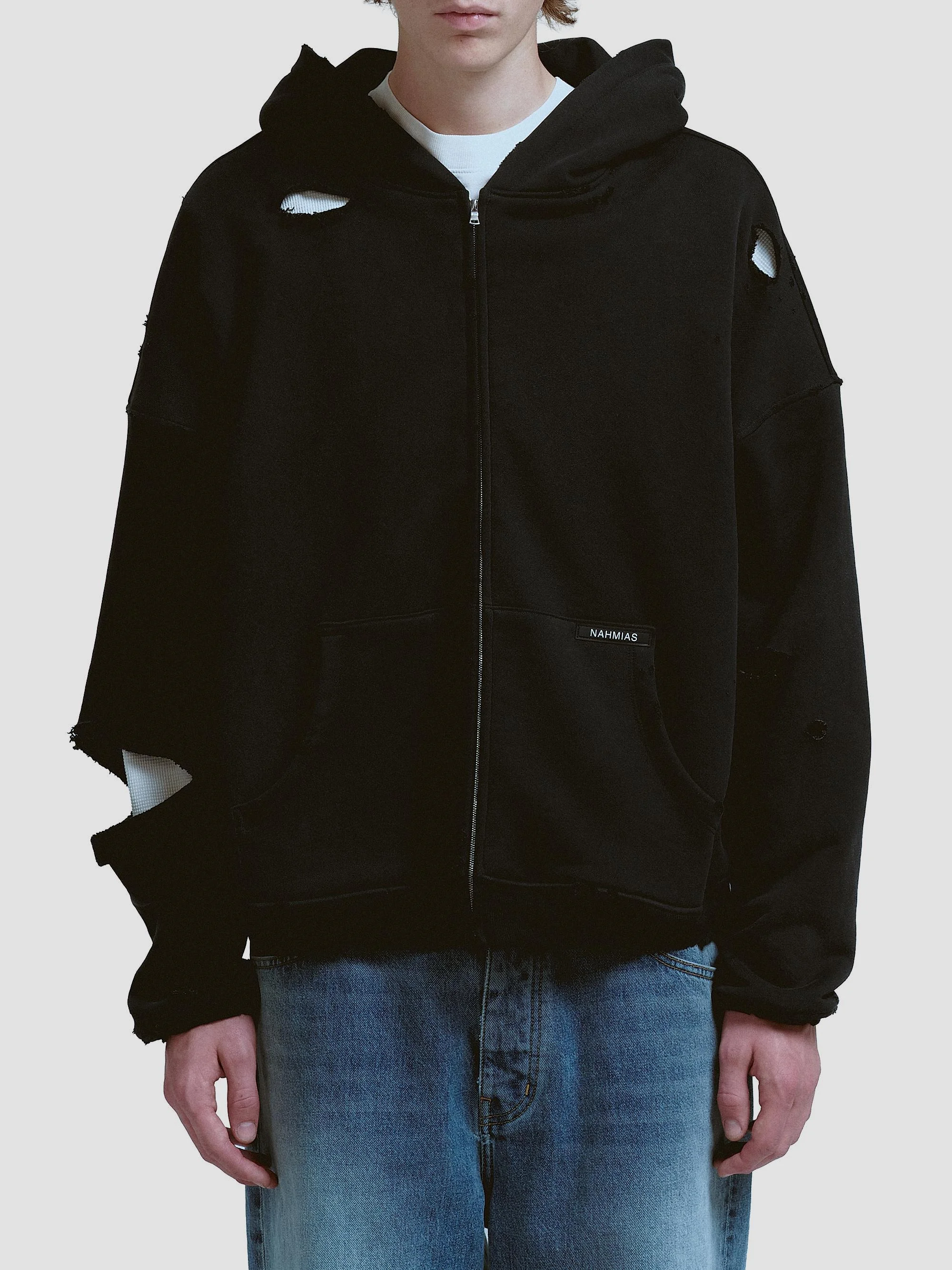 Men's Thermal-Lined Zip-Front Hoodie - Aged Black - 1