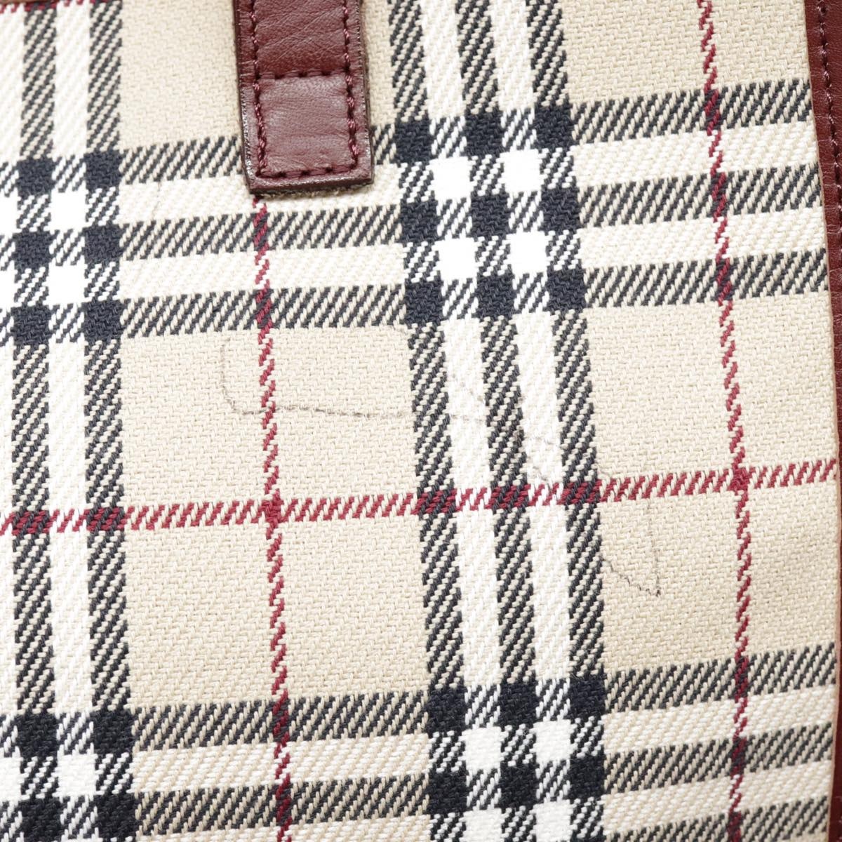 Burberry Nova Check Blue Label Tote Bag Canvas Beige Red Brown Silver - 3