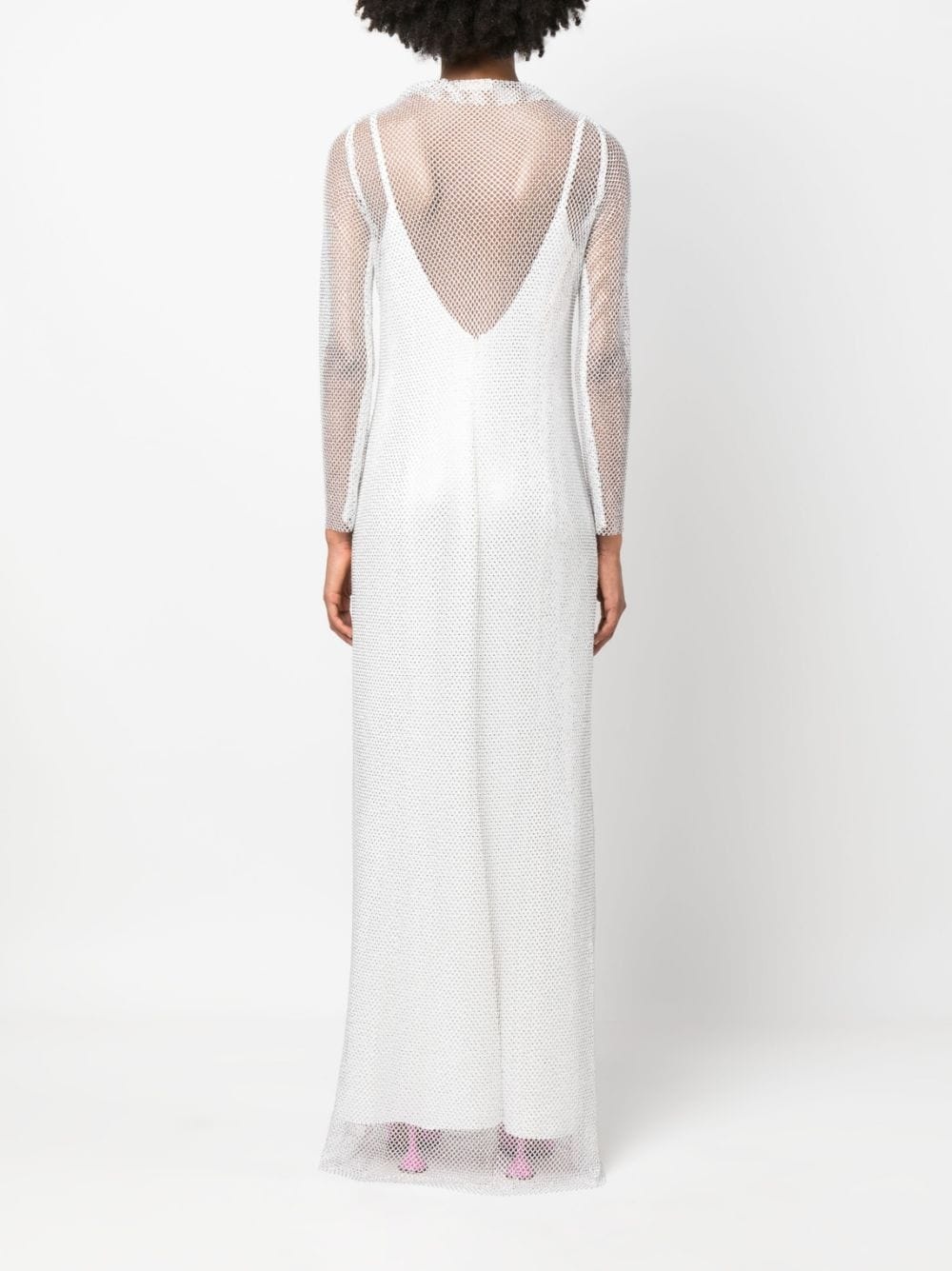rhinestone-mesh layered maxi dress - 4