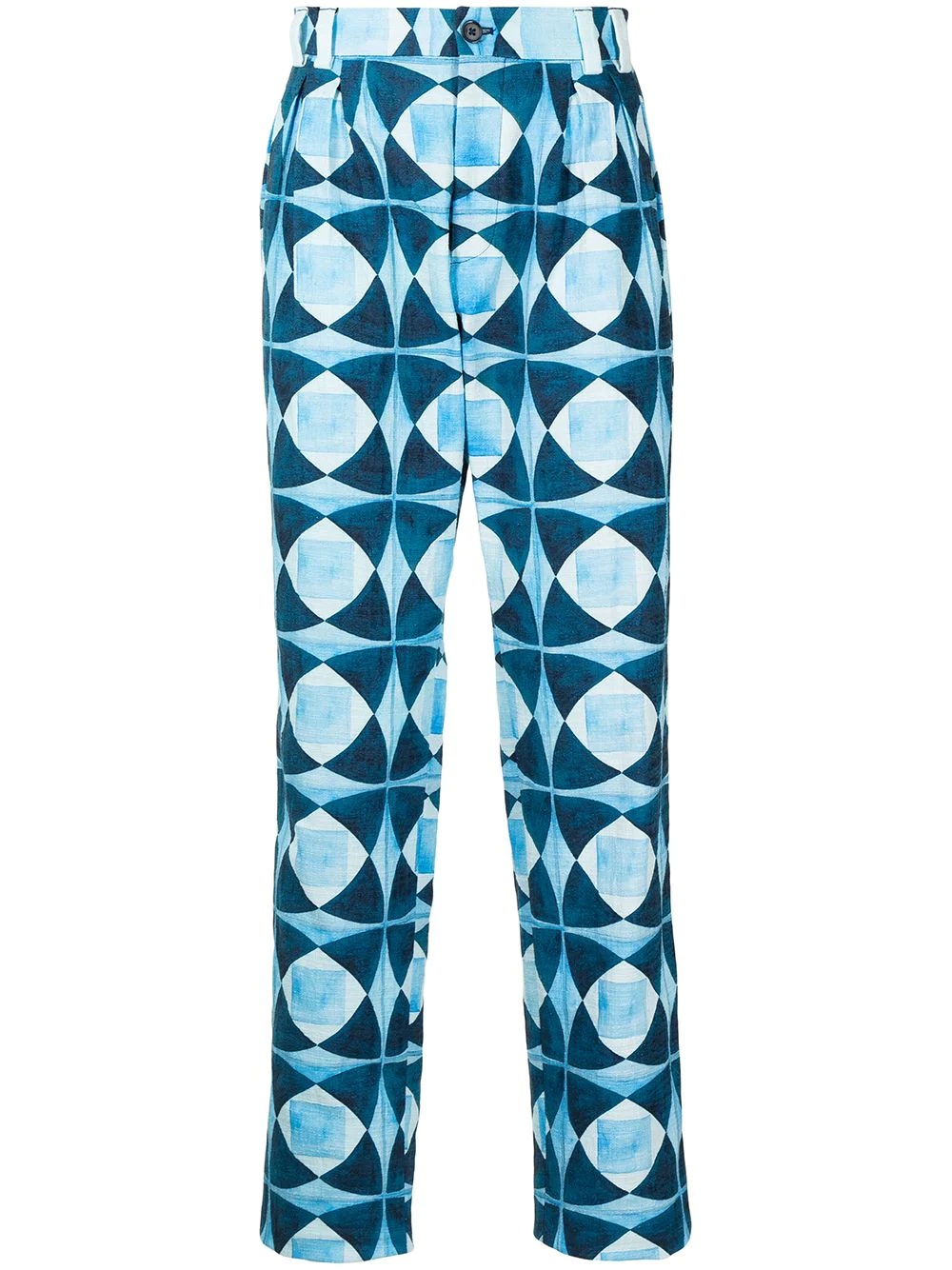 Majolica-print straight-leg trousers - 1