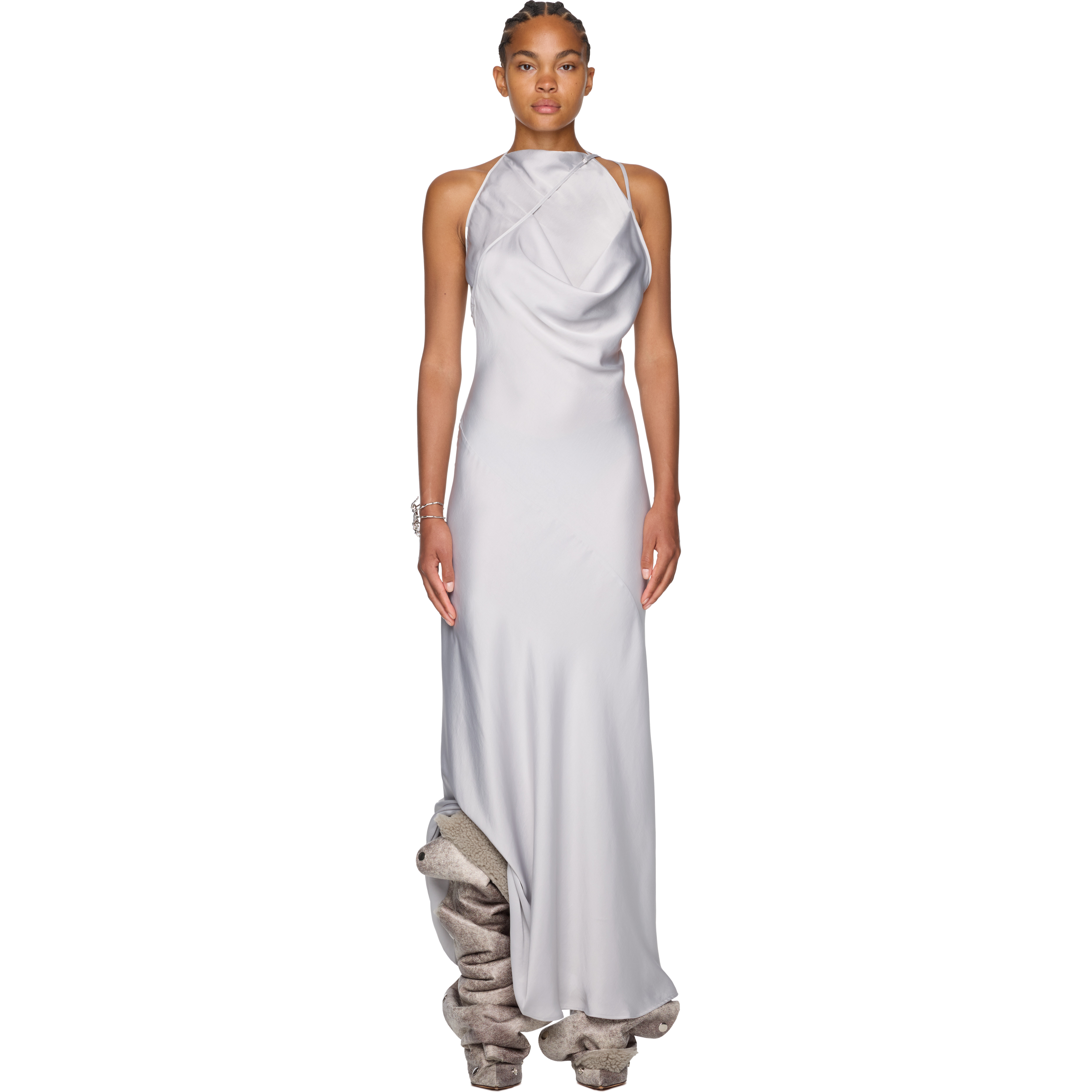 Double Neckline Long Dress - 1