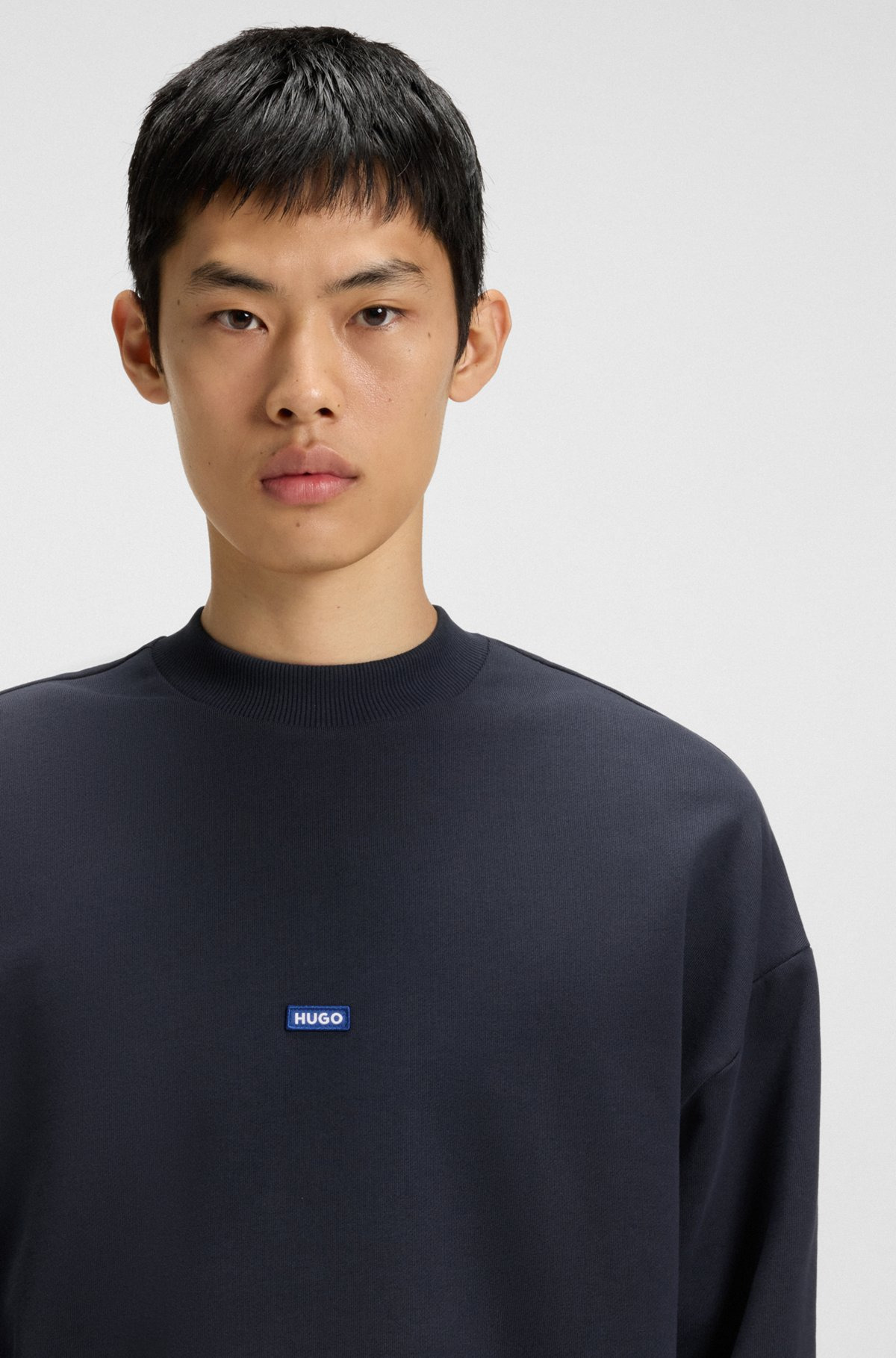 COTTON-TERRY SWEATSHIRT WITH BLUE LOGO LABEL - 3