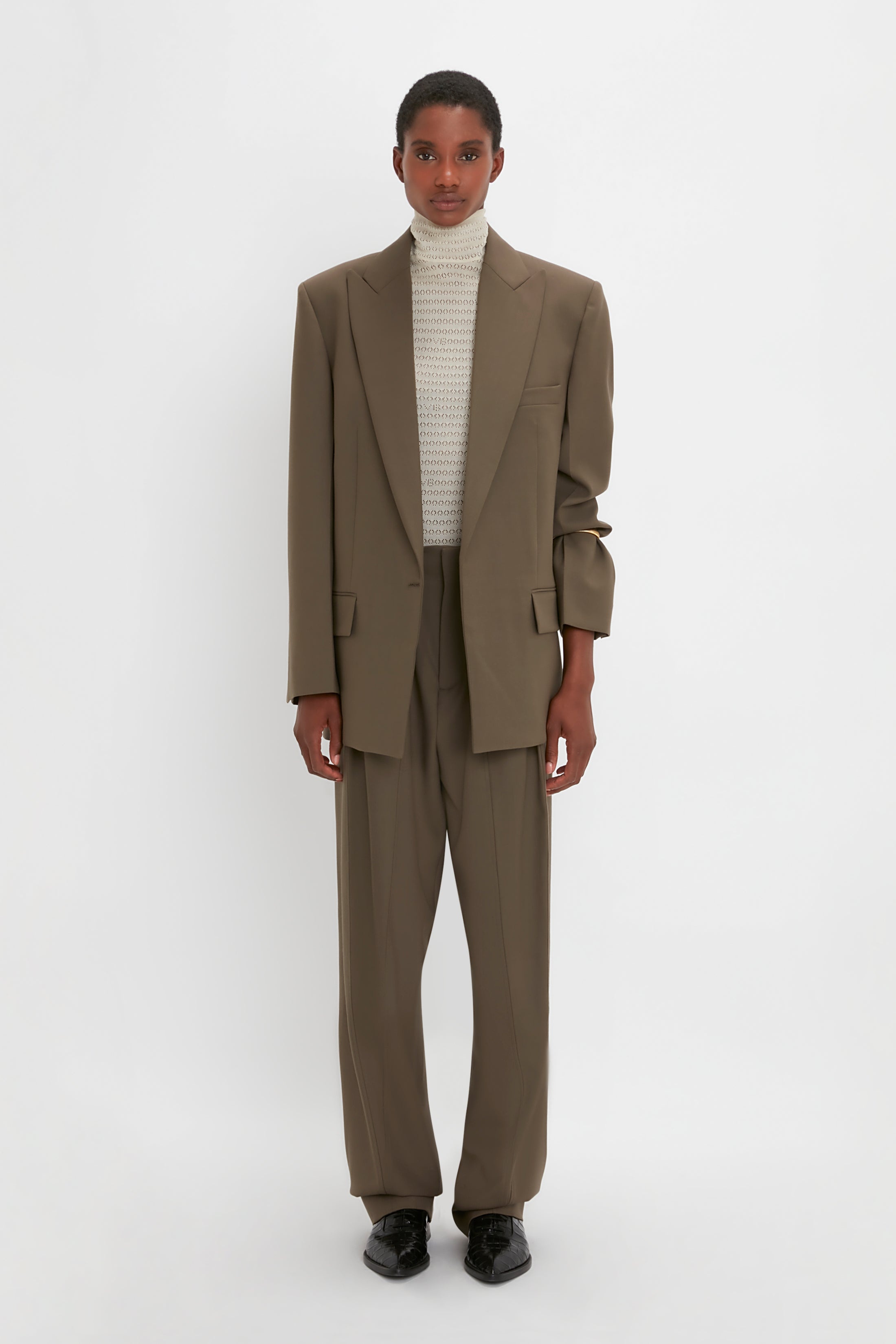 Victoria Beckham Peak Lapel Jacket In Oregano | REVERSIBLE