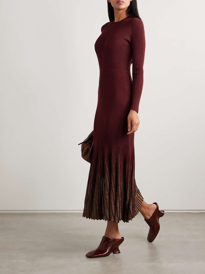 ULLA JOHNSON Mila metallic ribbed-knit midi dress outlook