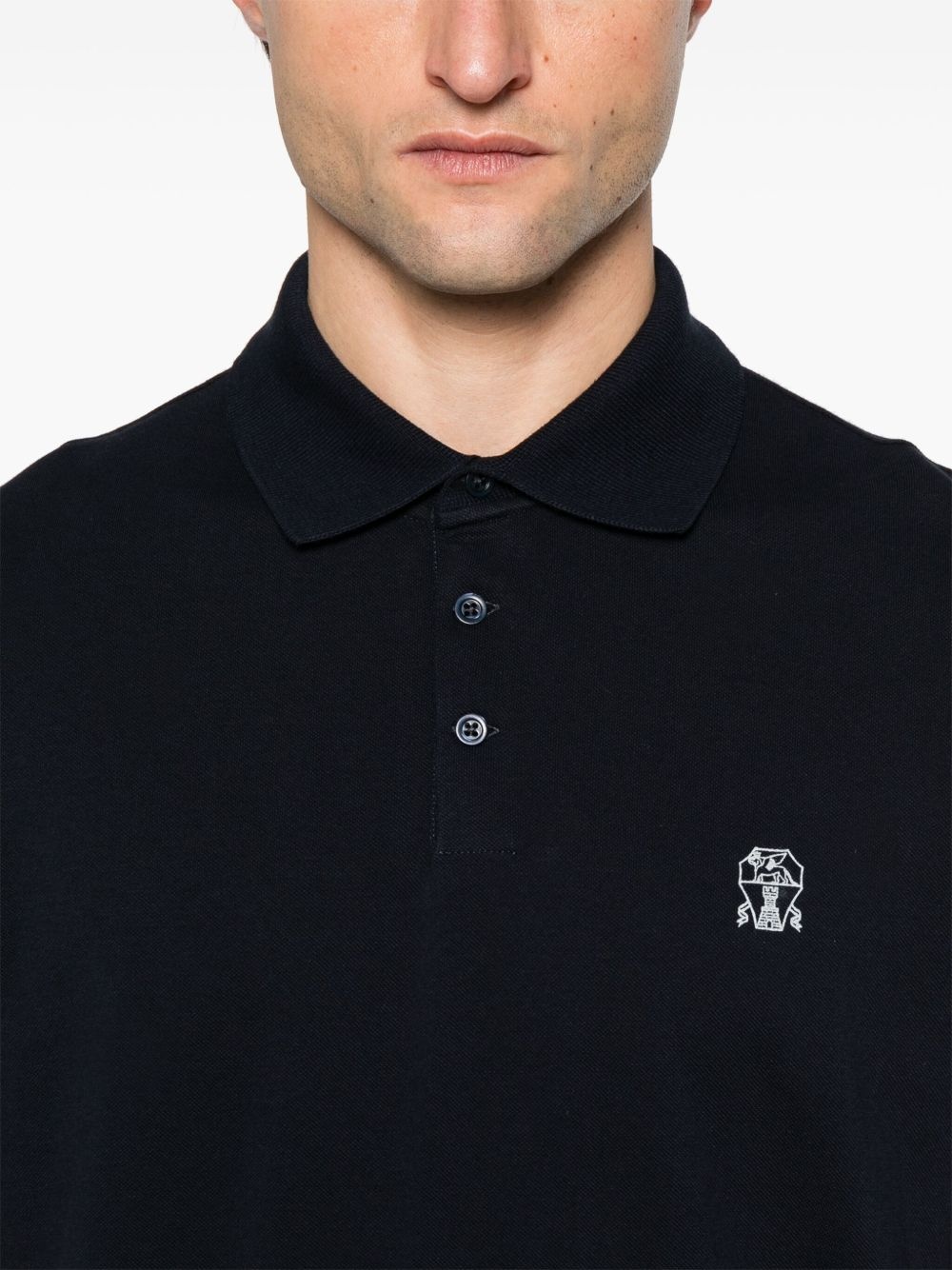 Brunello Cucinelli logo-embroidered polo shirt | REVERSIBLE