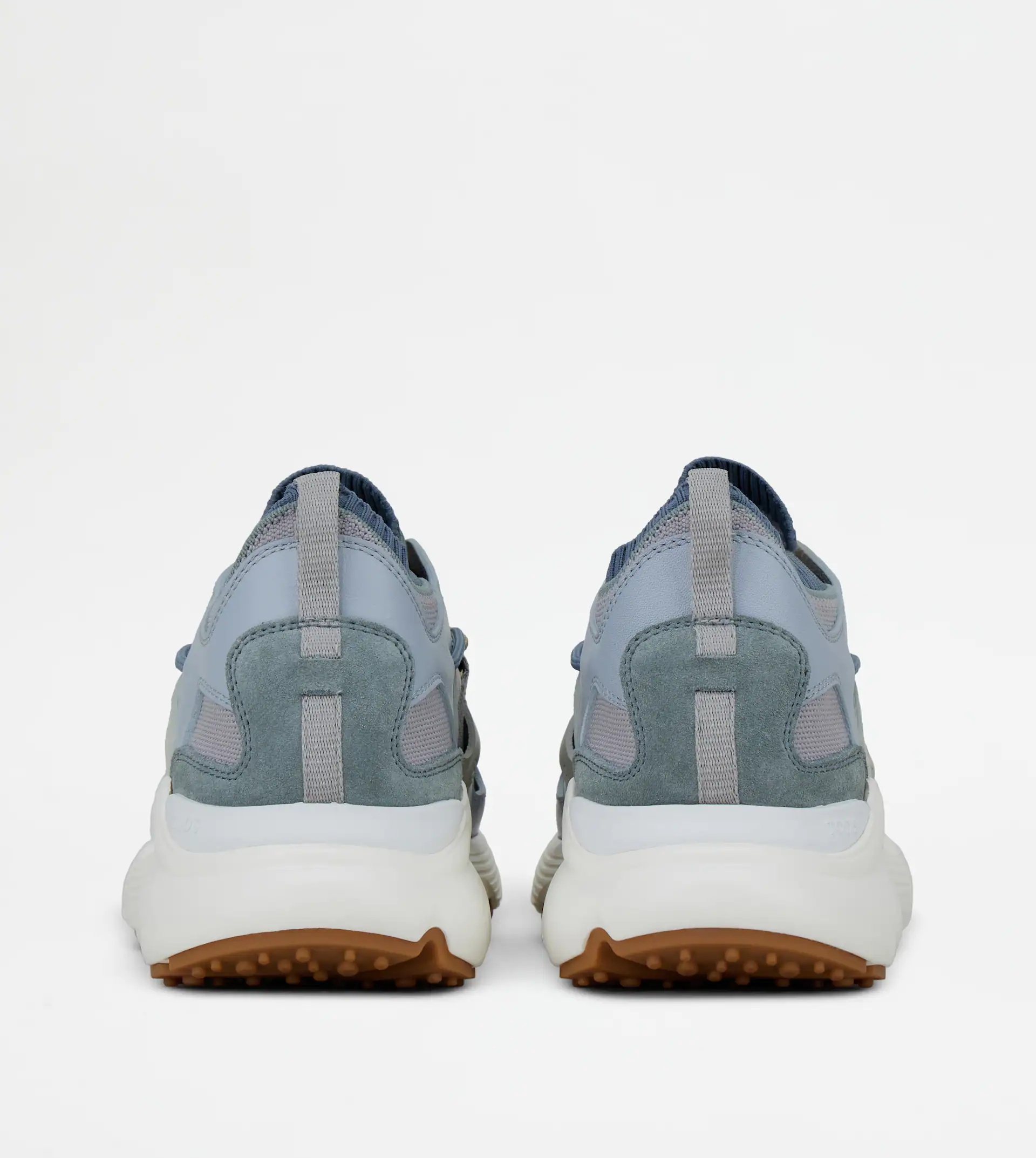 SNEAKERS IN LEATHER AND HIGH-TECH FABRIC - LIGHT BLUE - 2