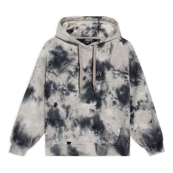 (WMNS) Li-Ning BADFIVE Sports Basketball Series Tie Dye Full Print Loose Hoodie 'Black Grey' AWDS154 - 1